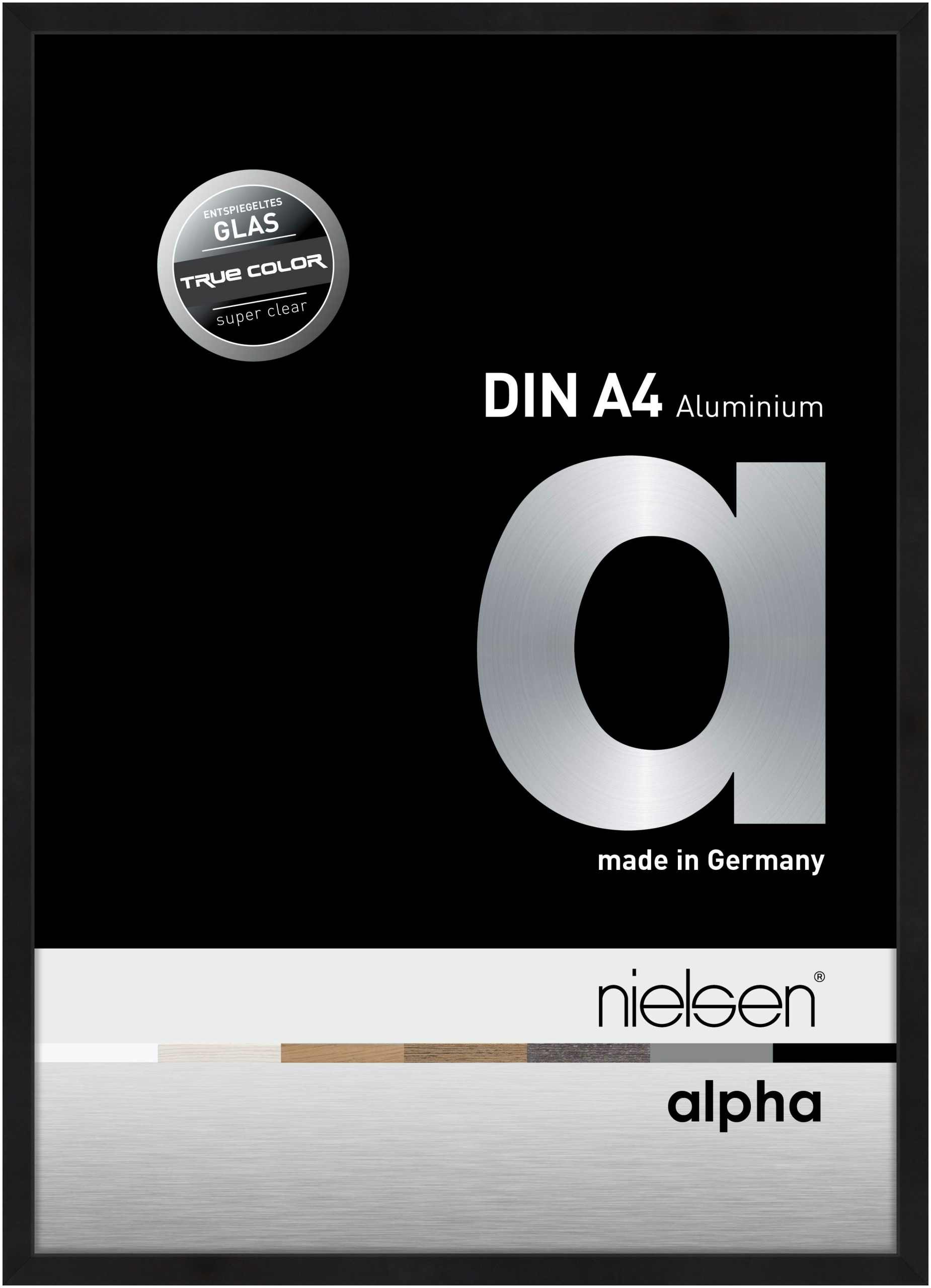 nielsen Aluminium Bilderrahmen Alpha True Color, 21x29,7 cm (A4), Eloxal Schwarz Matt