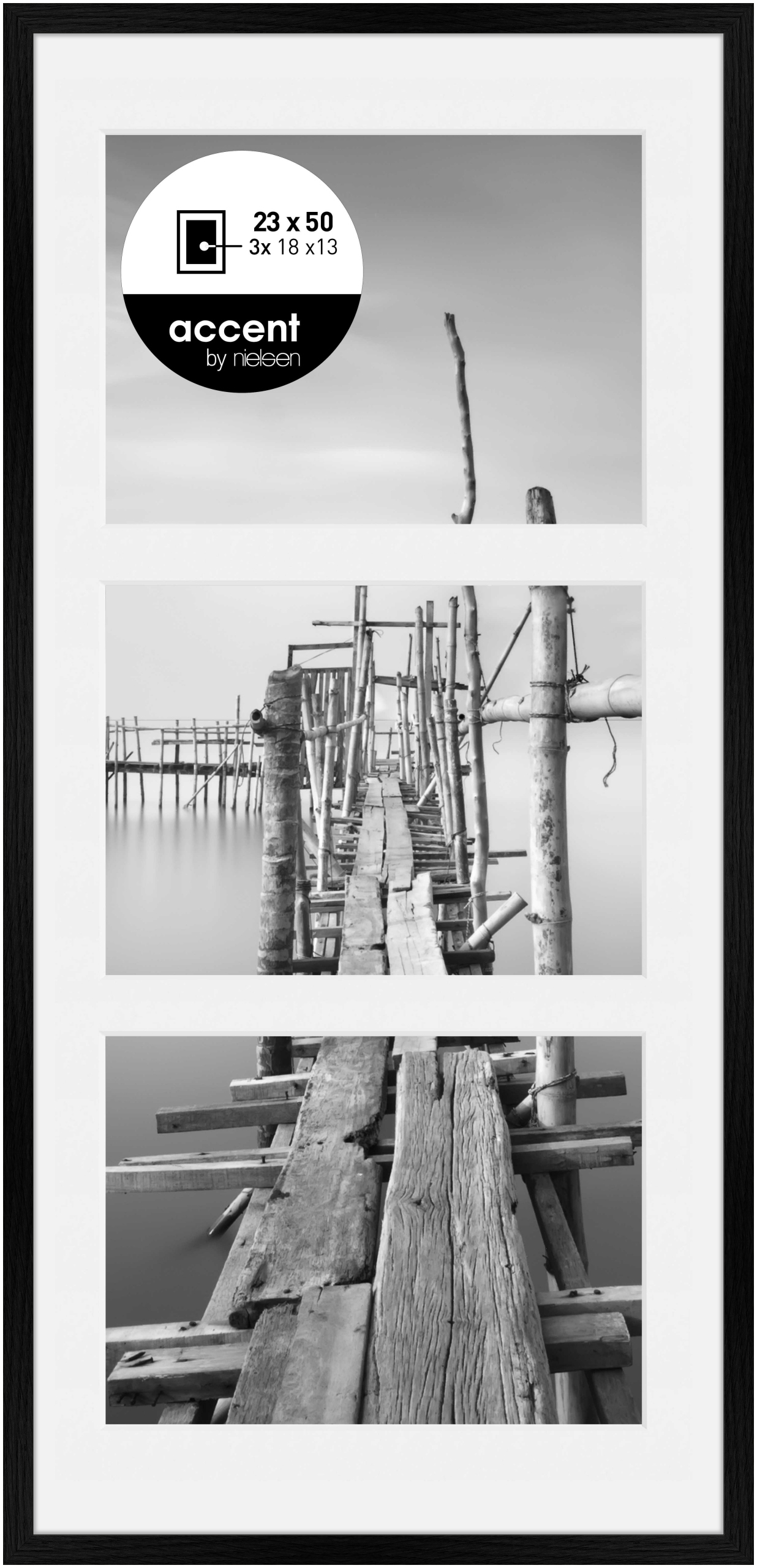 accent by nielsen Holz Bilderrahmen Aura, 23x50 cm, Schwarz