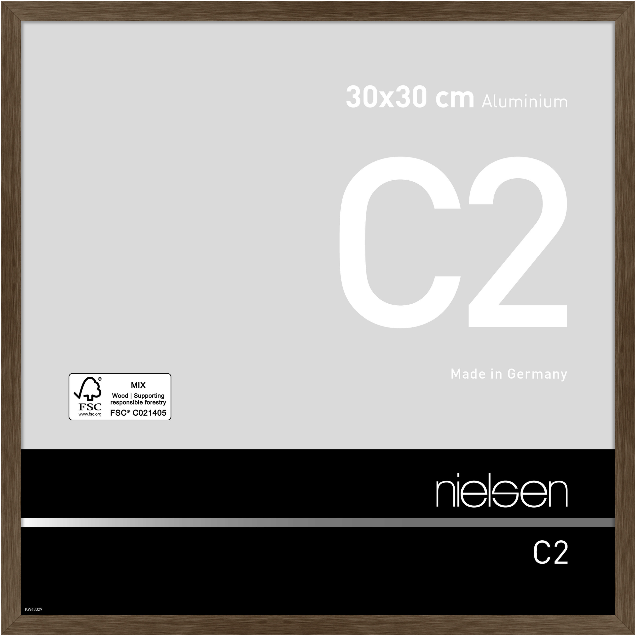 nielsen Aluminium Bilderrahmen C2, 30x30 cm, Struktur Walnuss Matt