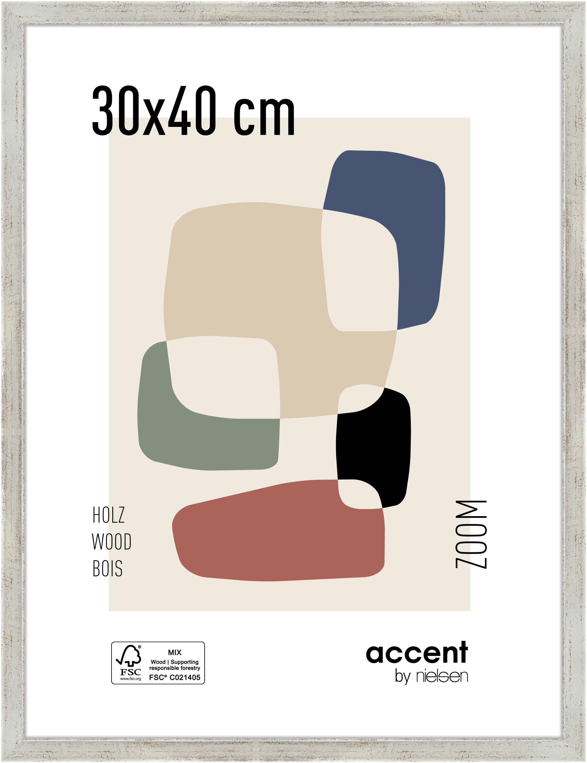 accent by nielsen Holz Bilderrahmen Zoom, 30x40 cm, Silber