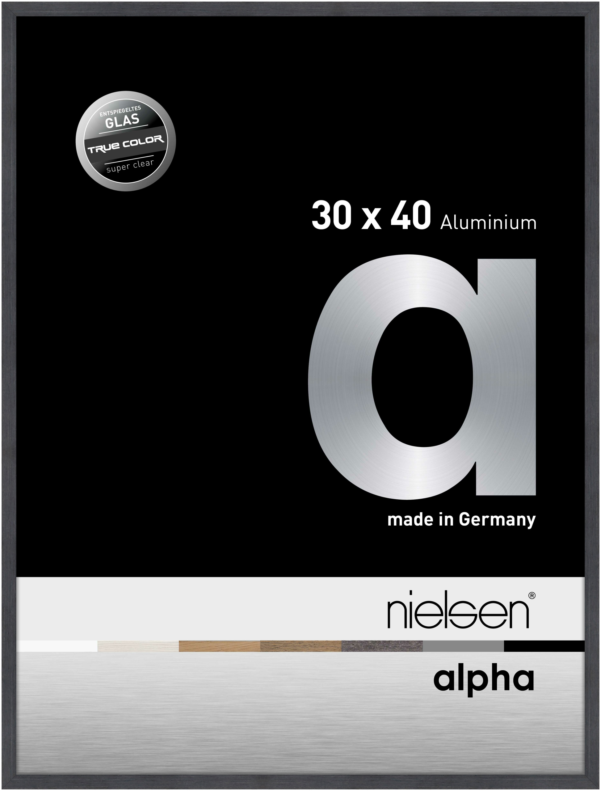 nielsen Aluminium Bilderrahmen Alpha True Color, 30x40 cm, Grau
