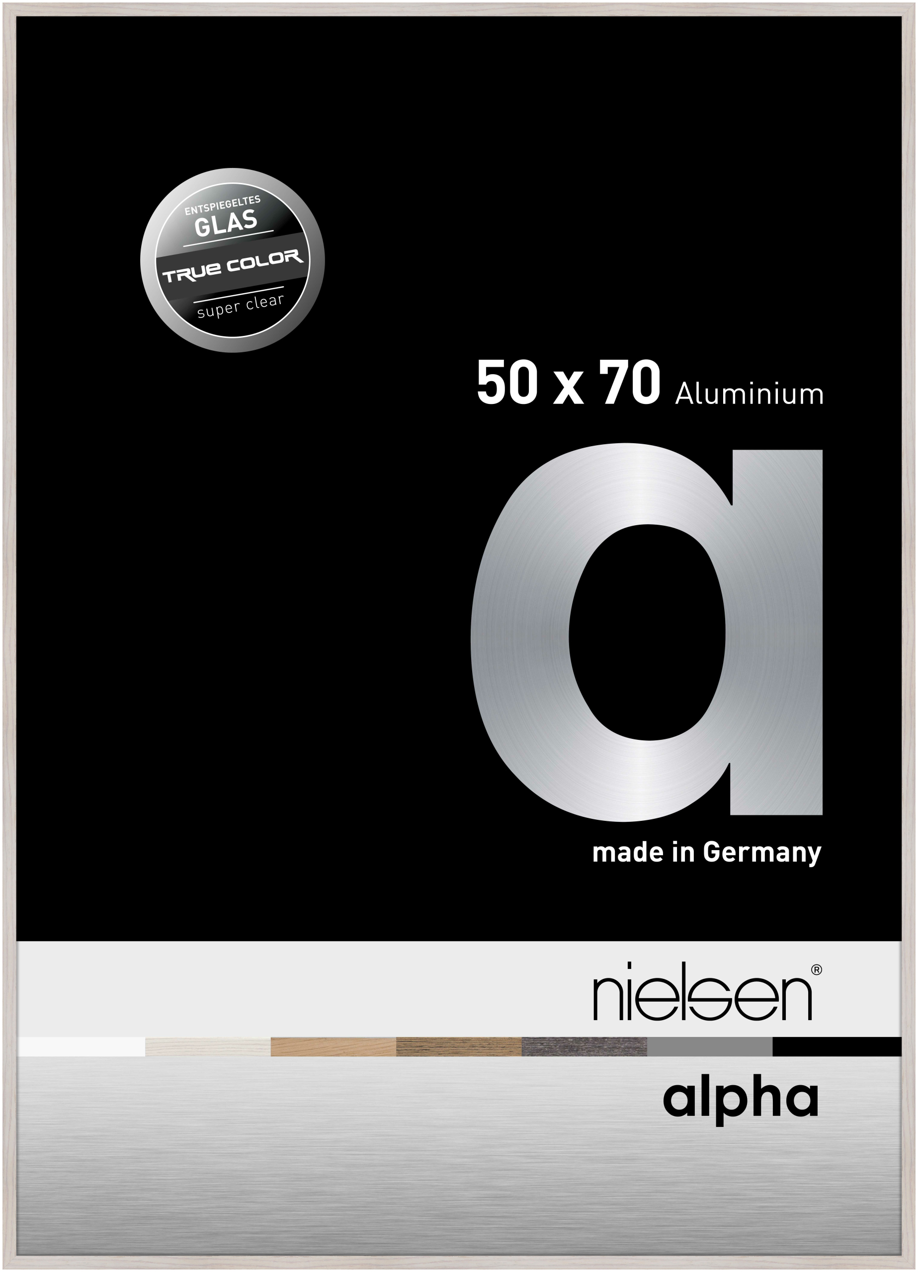 nielsen Aluminium Bilderrahmen Alpha True Color, 50x70 cm, Eiche Weiß