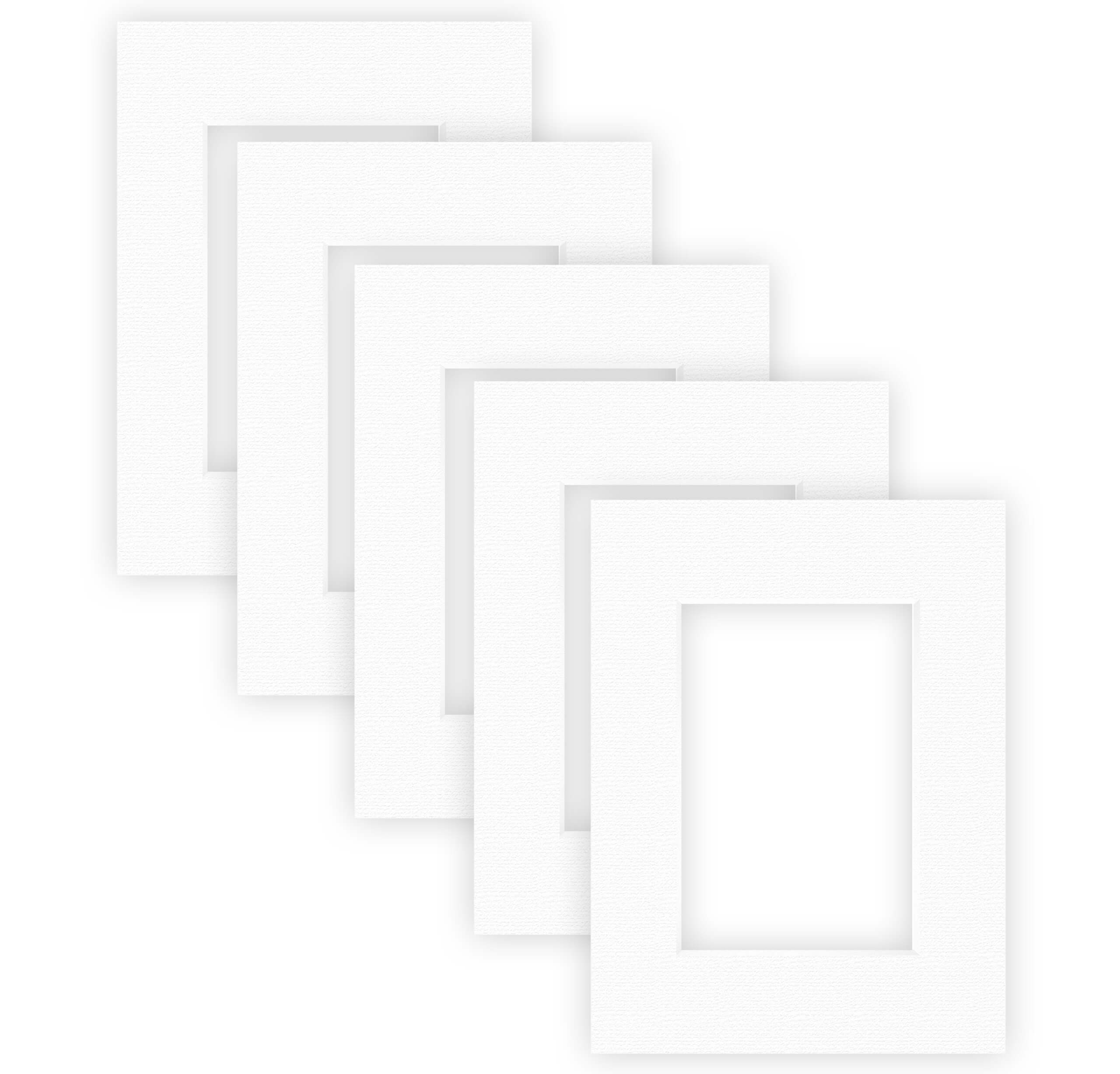 nielsen Conservation Passepartout 1,5 mm, 5er Set, Außenformat 18x24 cm für Bildformat 10x15 cm, Polarweiß mit Struktur