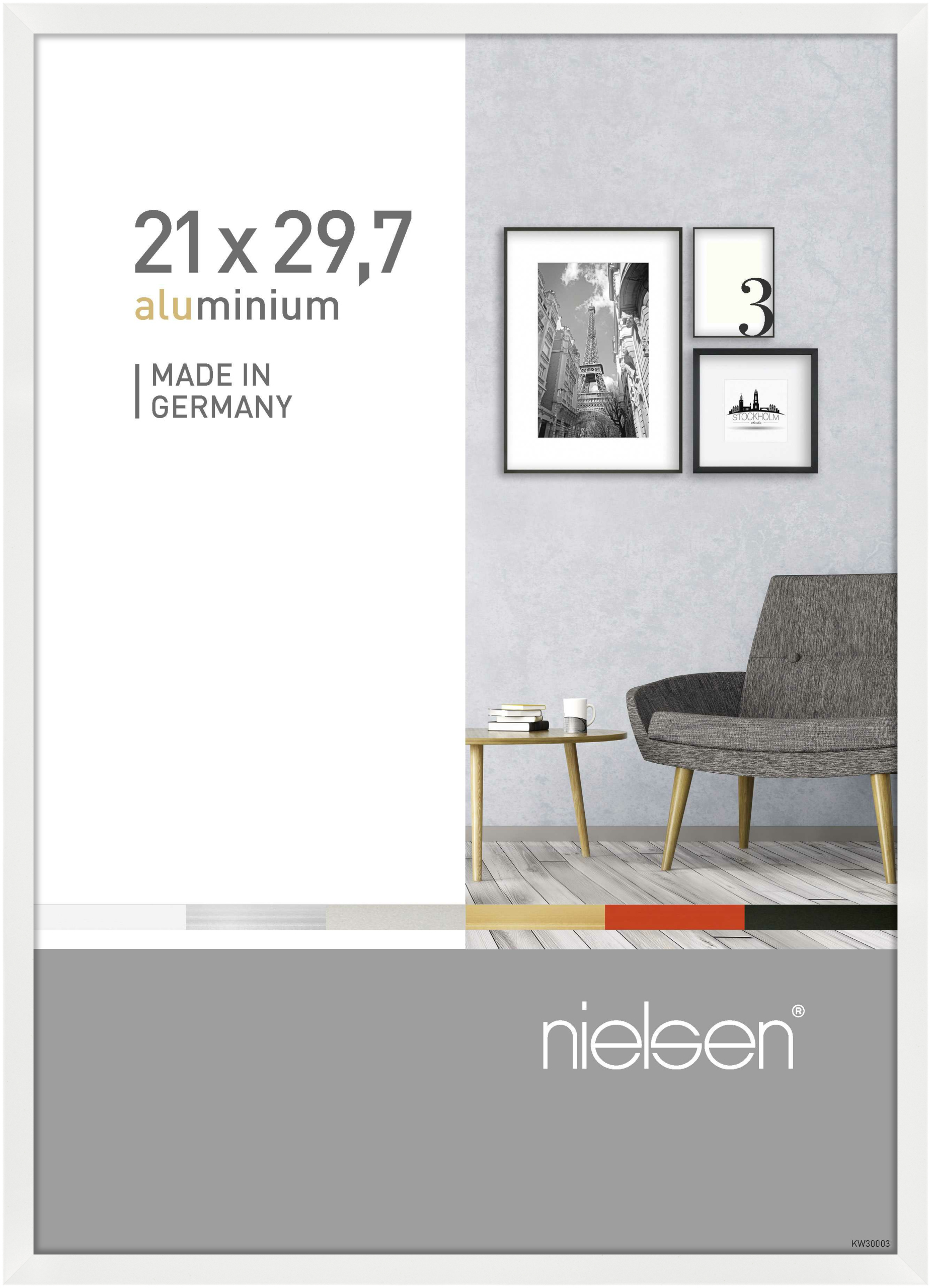 nielsen Aluminium Bilderrahmen Pixel, 21x29,7 cm (A4), Weiß Glanz