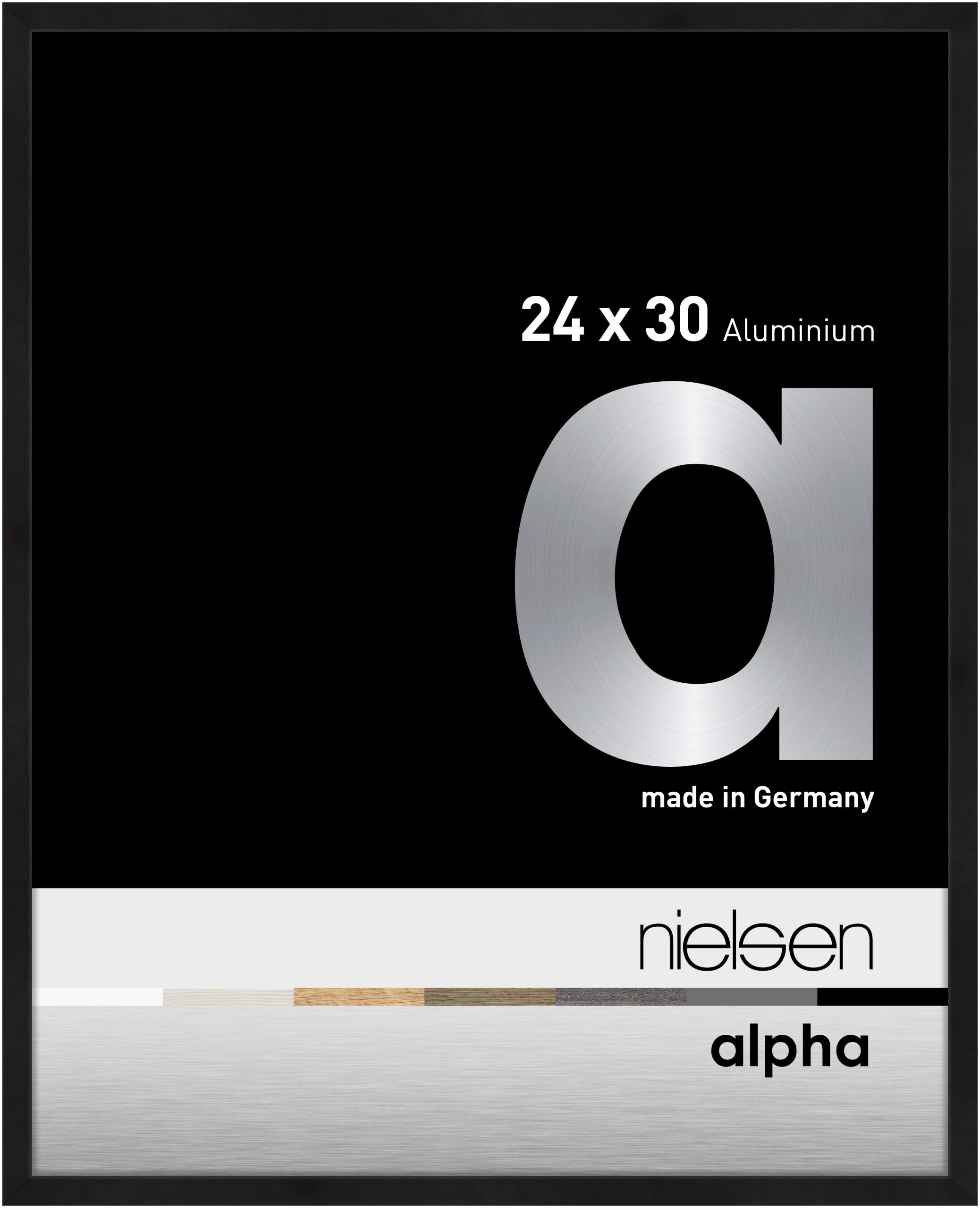 nielsen Aluminium Bilderrahmen Alpha, 24x30 cm, Eloxal Schwarz Matt