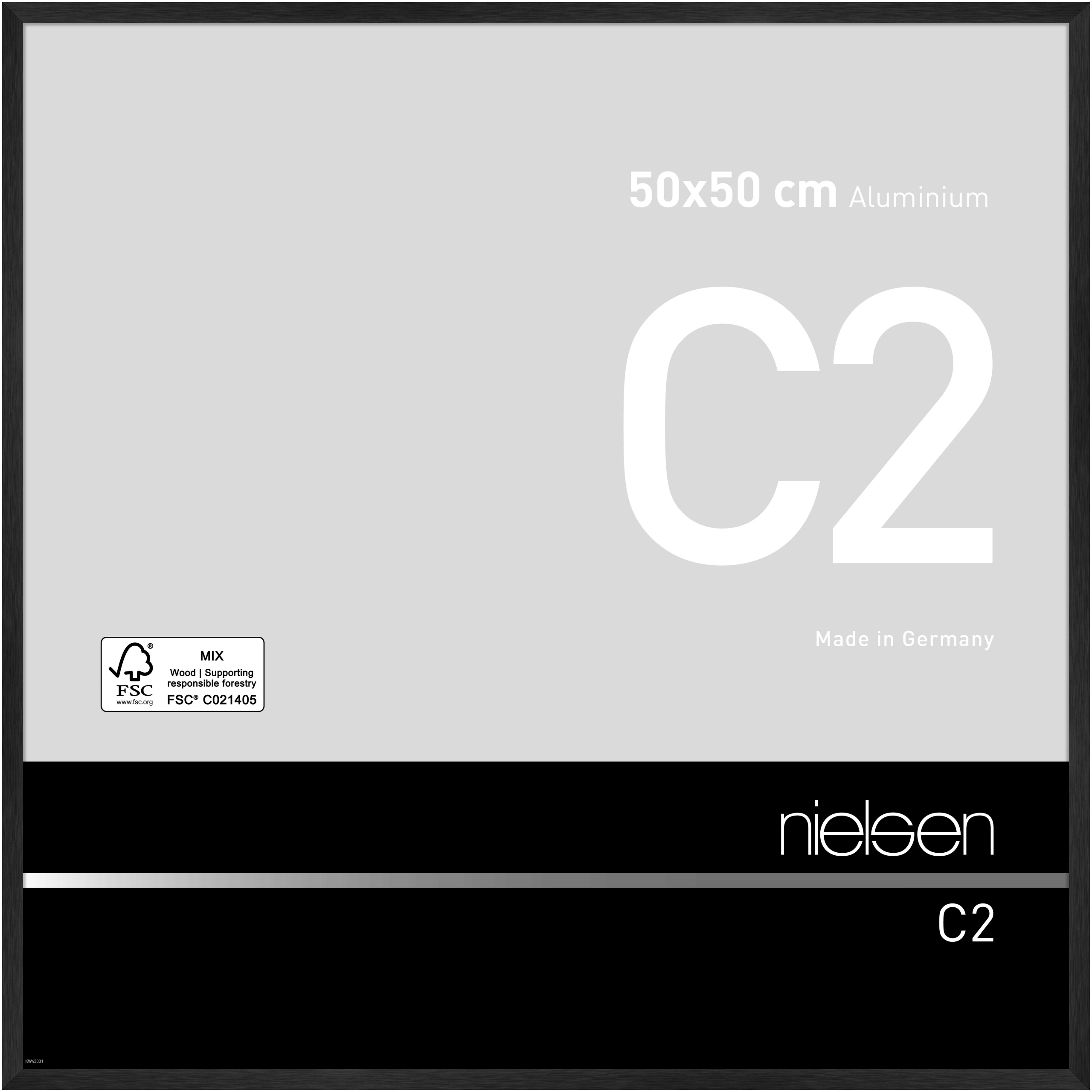nielsen Aluminium Bilderrahmen C2, 50x50 cm, Struktur Schwarz Matt
