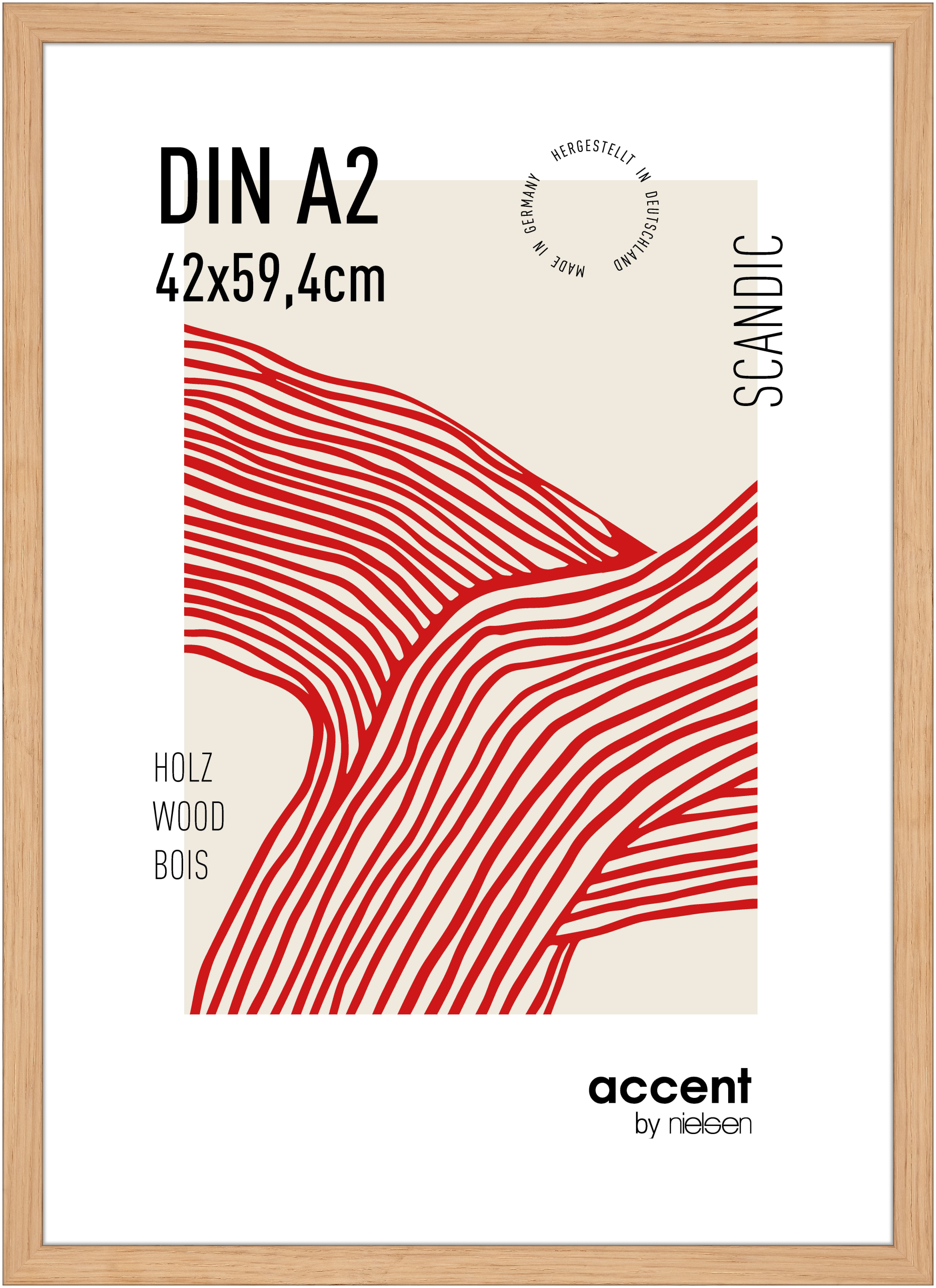 accent by nielsen Holz Bilderrahmen Scandic, 42x59,4 cm (A2), Eiche