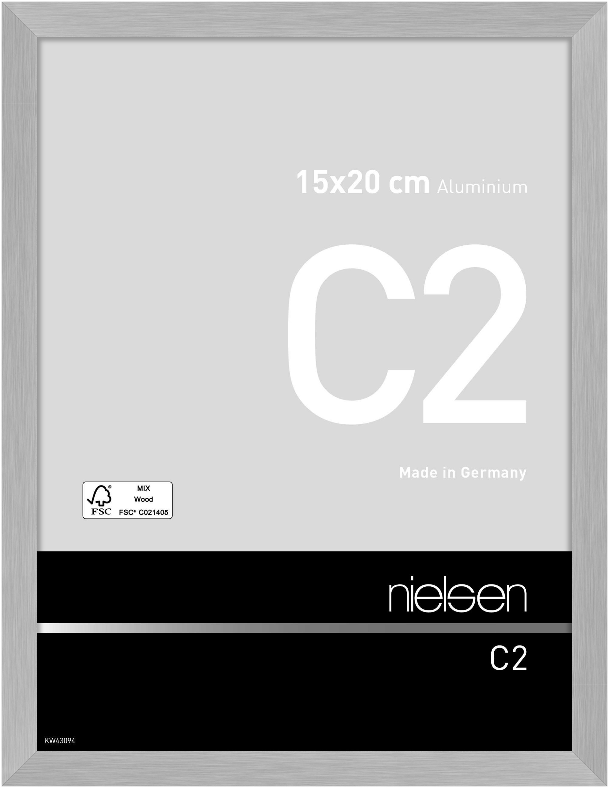 nielsen Aluminium Bilderrahmen C2, 15x20 cm, Struktur Silber Matt