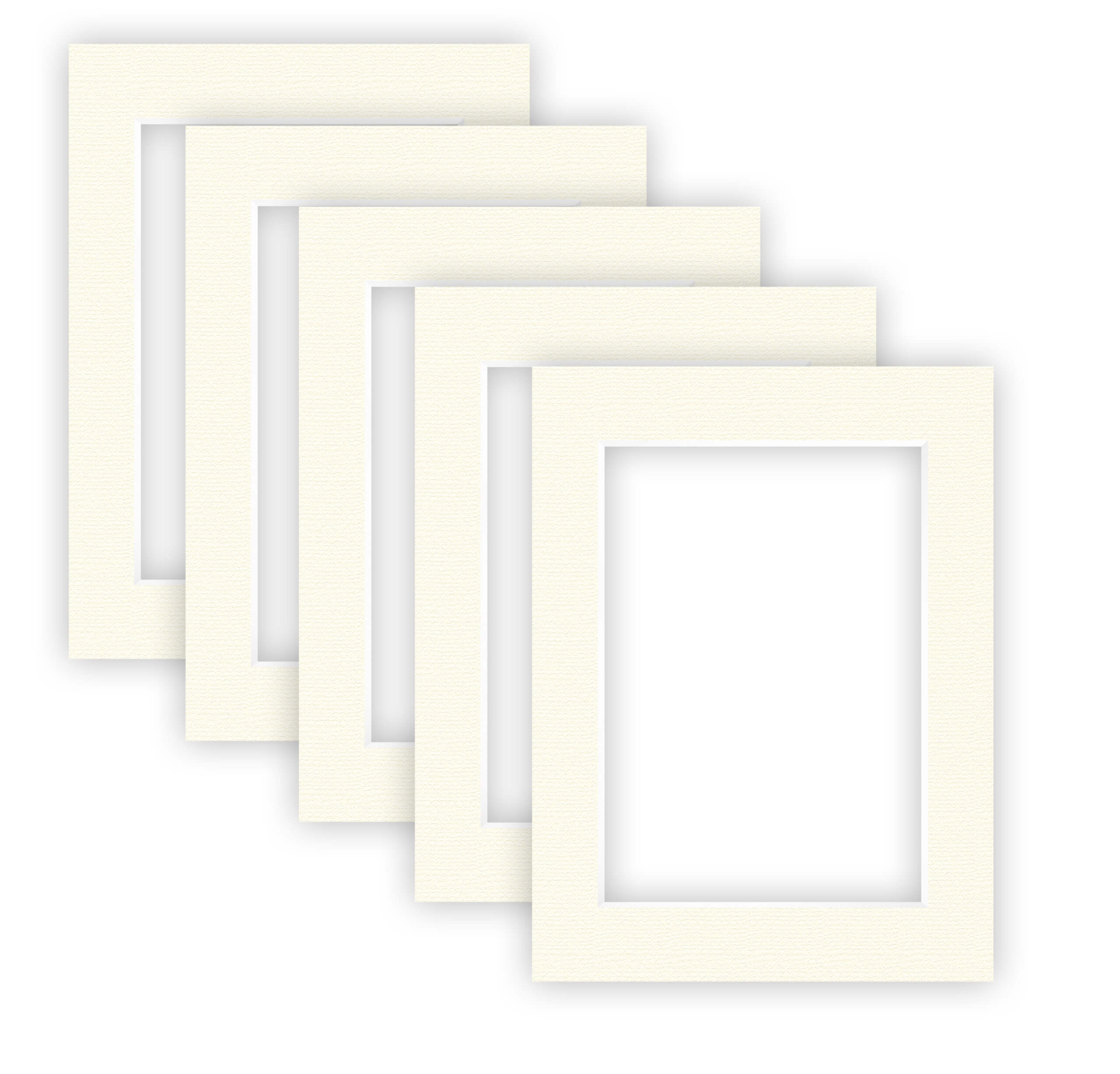 nielsen Conservation Passepartout 2,2 mm, 5er Set, Außenformat 30x40 cm für Bildformat 20,5 x 29,5 cm (DIN A4), Cremeweiß mit Struktur