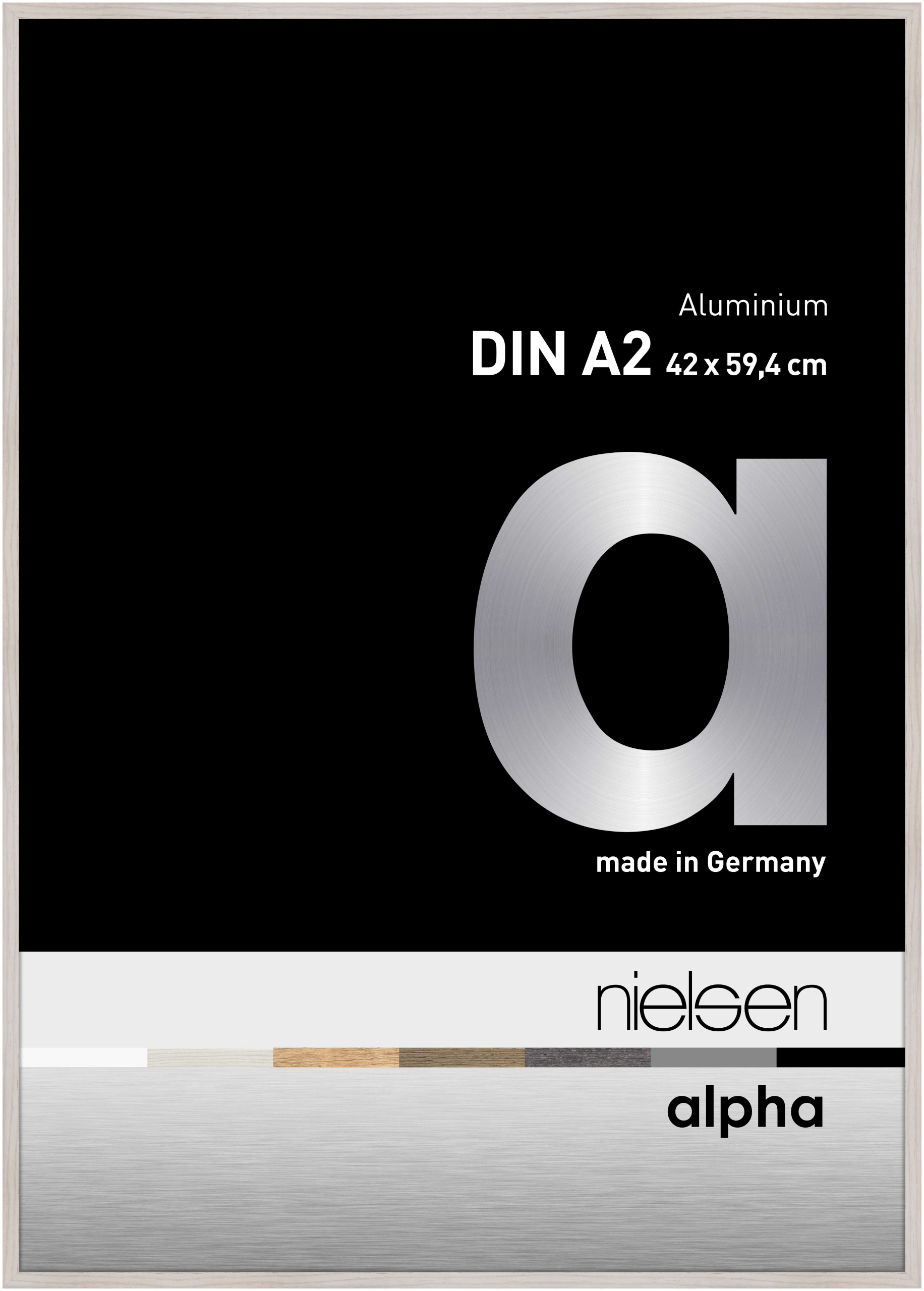 nielsen Aluminium Bilderrahmen Alpha, 42x59,4 cm (A2), Eiche Weiß