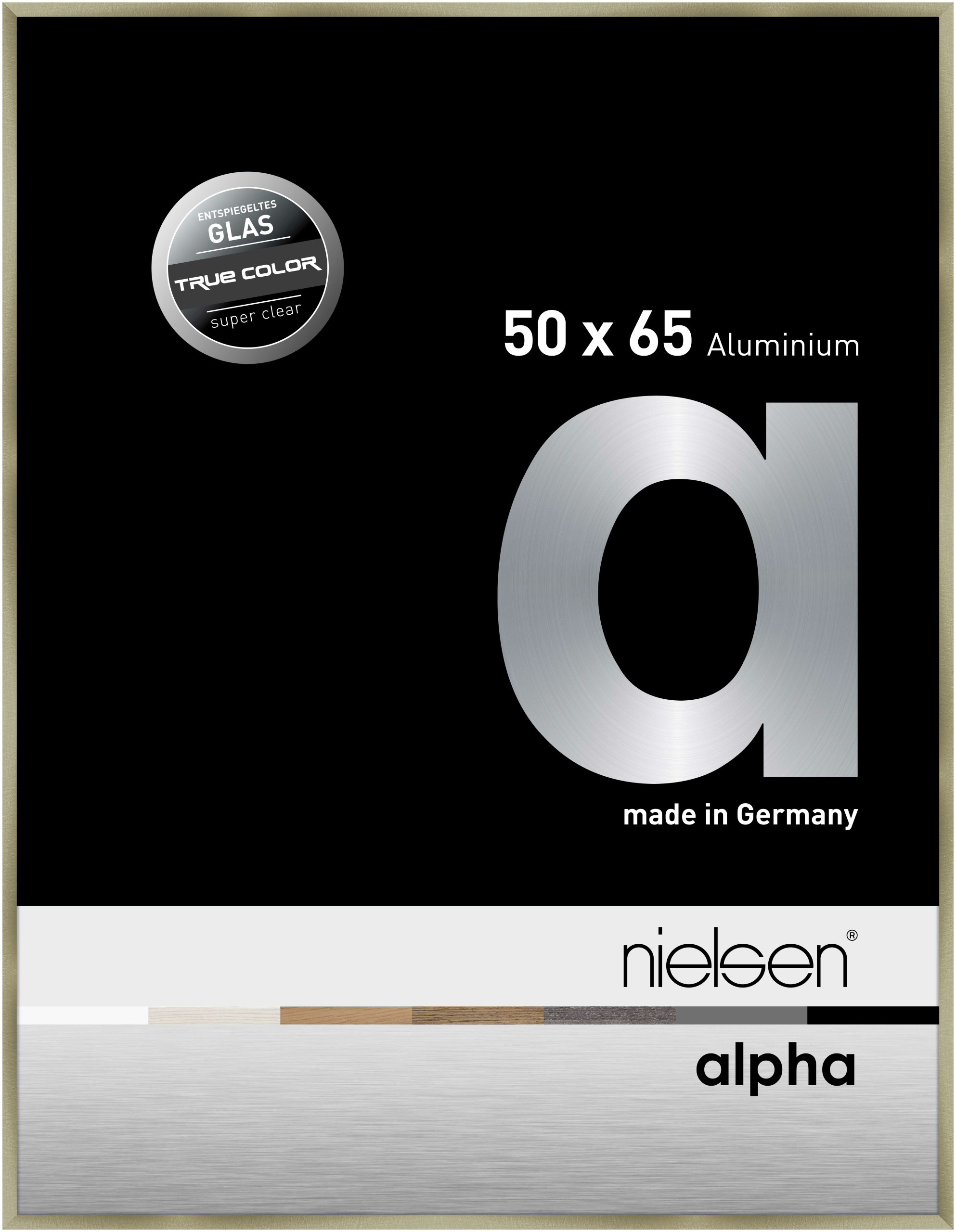 nielsen Aluminium Bilderrahmen Alpha True Color, 50x65 cm, Brushed Edelstahl