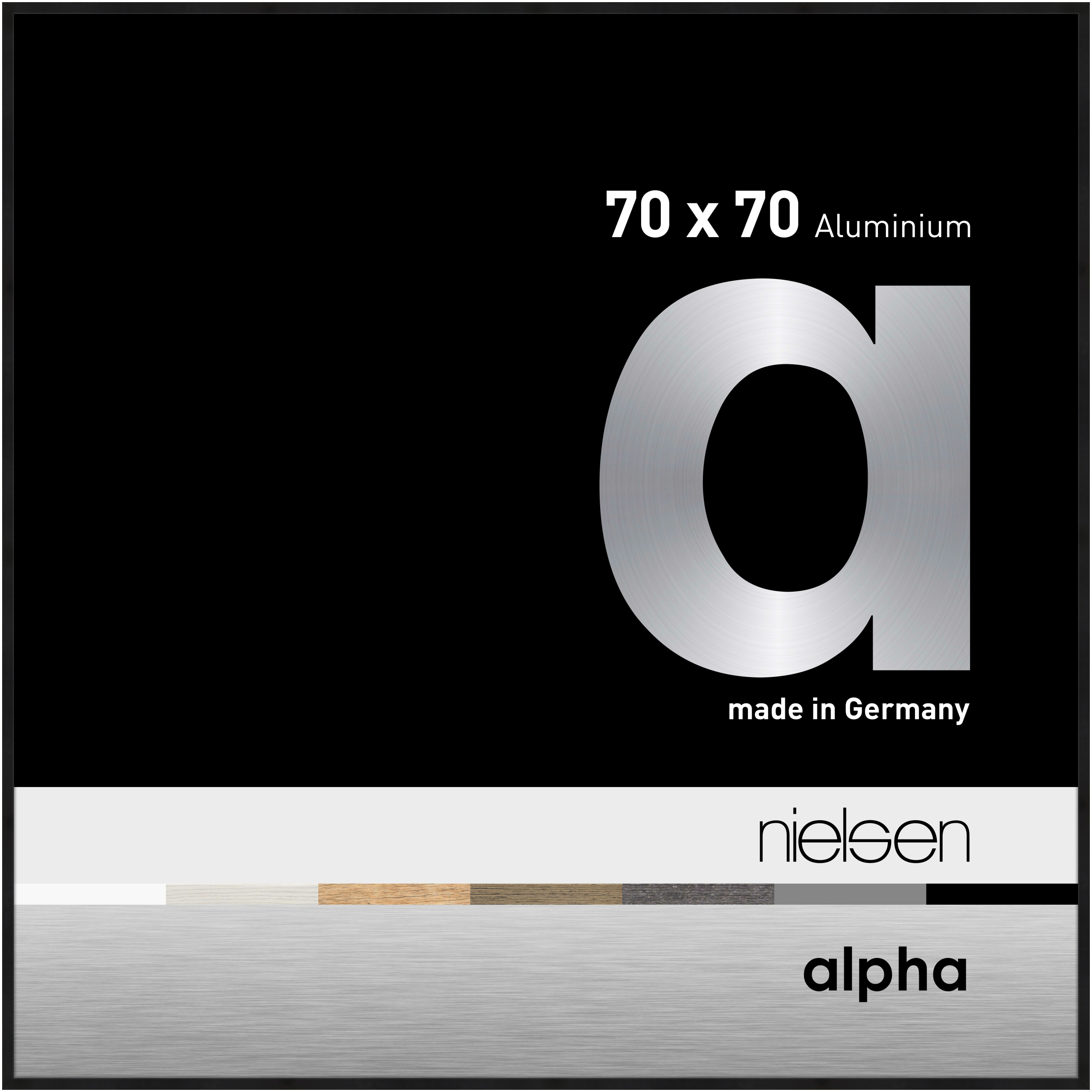 nielsen Aluminium Bilderrahmen Alpha, 70x70 cm, Eloxal Schwarz Matt