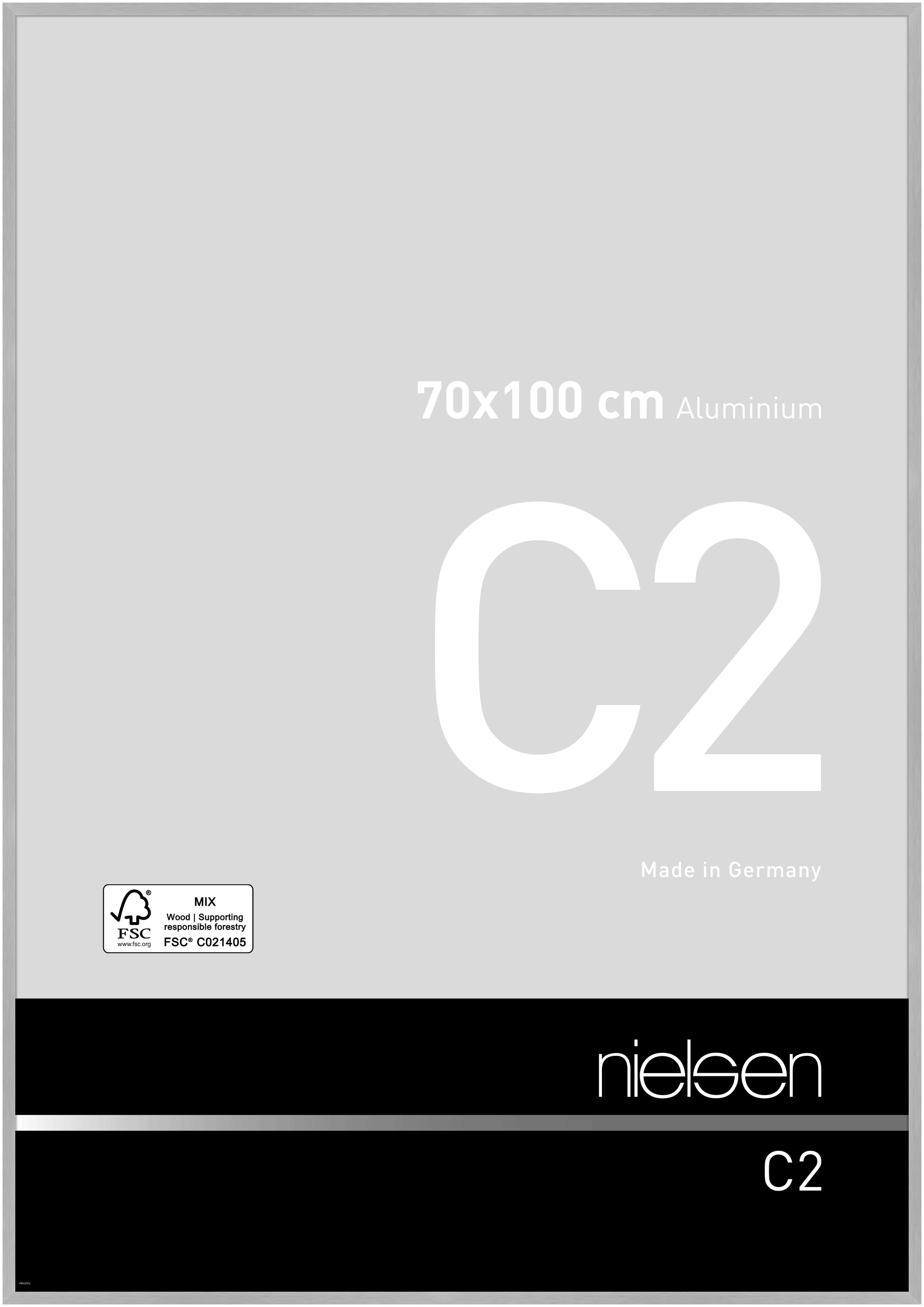 nielsen Aluminium Bilderrahmen C2 Vision, 70,0x100,0cm, Struktur Silber matt