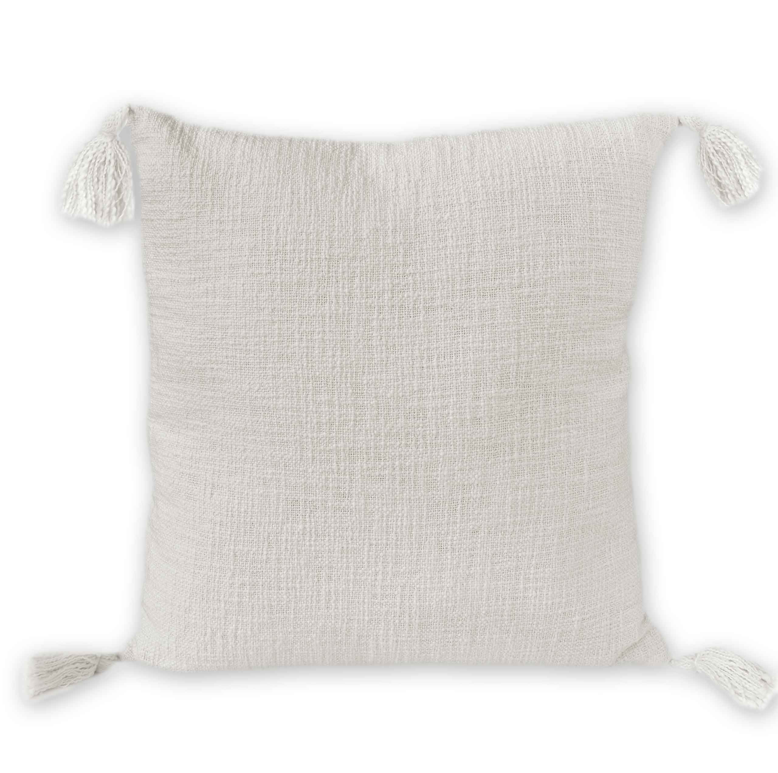 nielsen HOME Kissenbezug Zoe, 45x45 cm, Weiß, Baumwolle, Quasten, Bommel