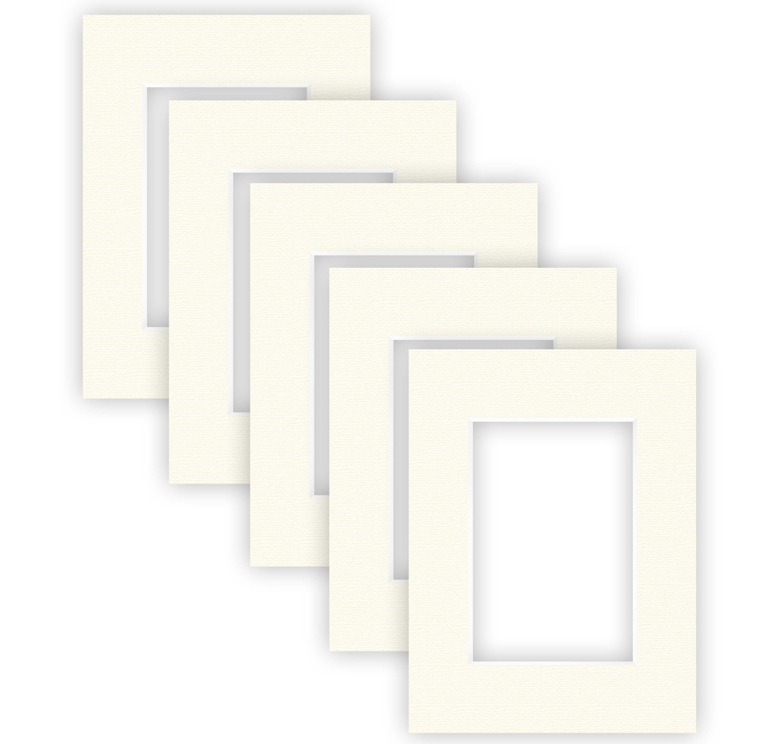 nielsen Conservation Passepartout 1,5 mm, 5er Set, Außenformat 18x24 cm für Bildformat 10x15 cm, Cremeweiß mit Struktur