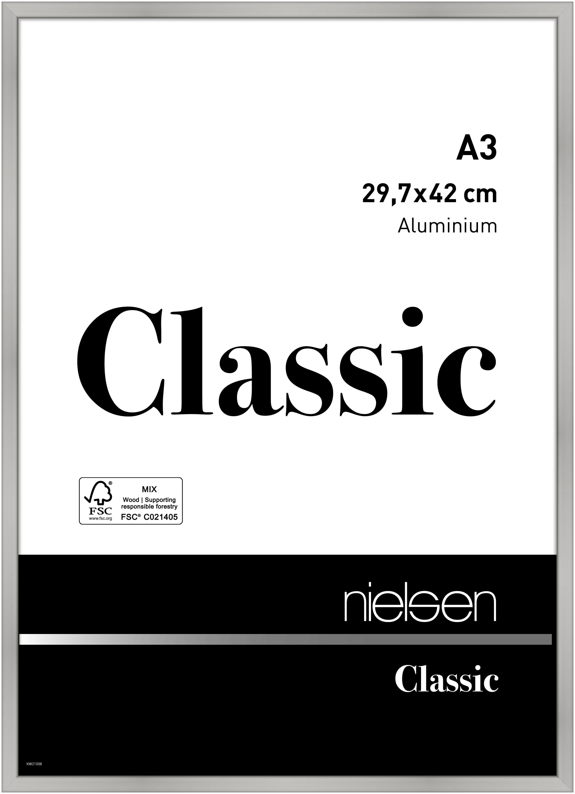 nielsen Aluminium Bilderrahmen Classic, 29,7x42 cm (A3), Silber Matt