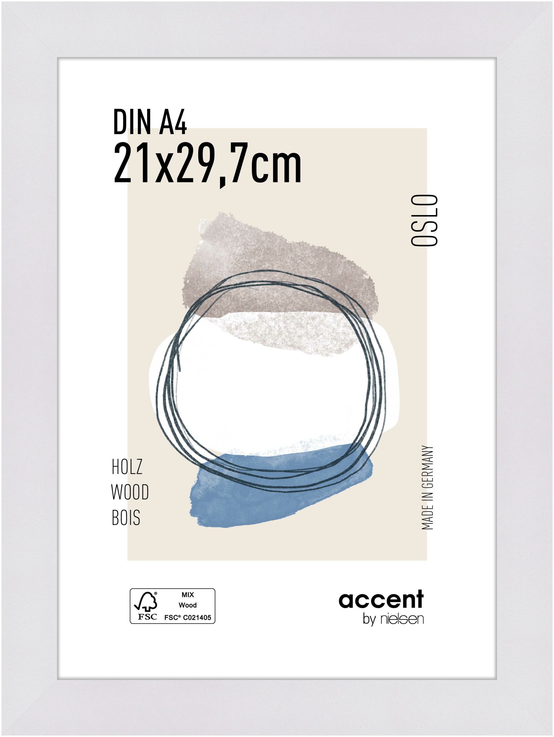 accent by nielsen Holz Bilderrahmen Oslo, 21x29,7 cm (A4), Weiß