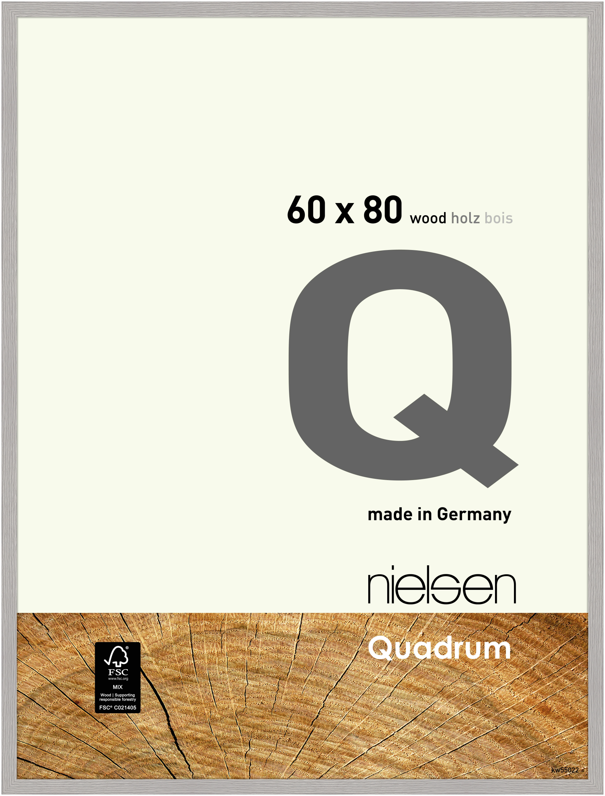 nielsen Holz Bilderrahmen Quadrum, 60x80 cm, Zementgrau