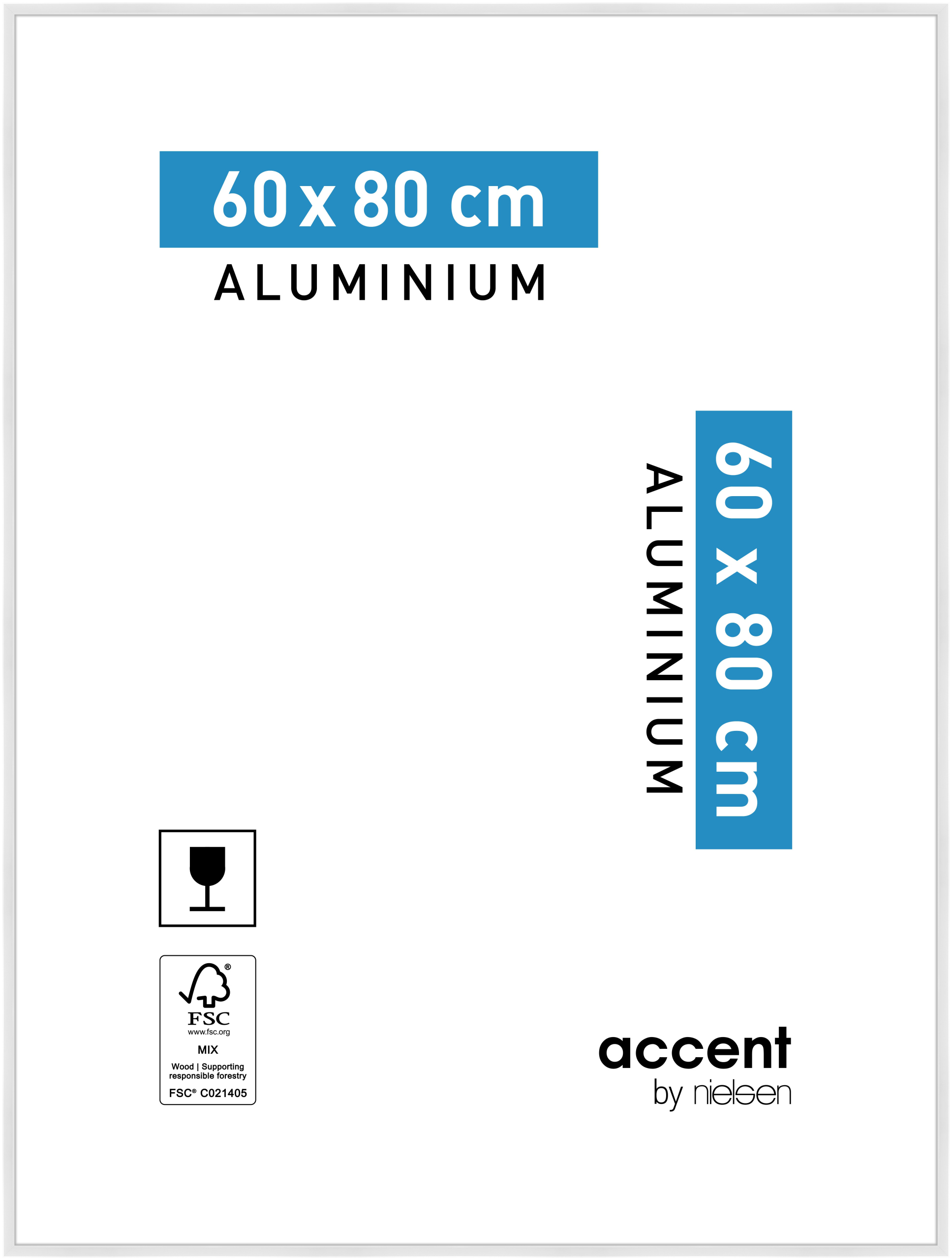 accent by nielsen Aluminium Bilderrahmen Accent, 60x80 cm, Weiß Glanz