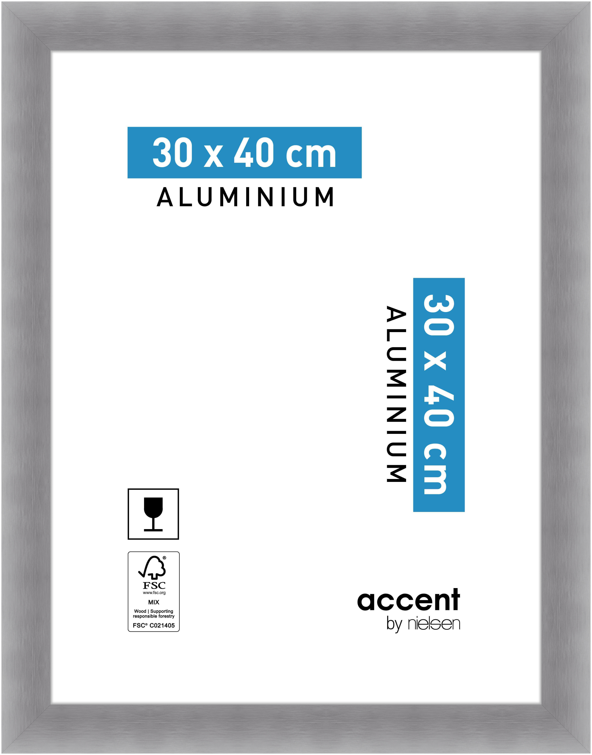 accent by nielsen Aluminium Bilderrahmen Largo, 30x40 cm, Struktur Silber Matt