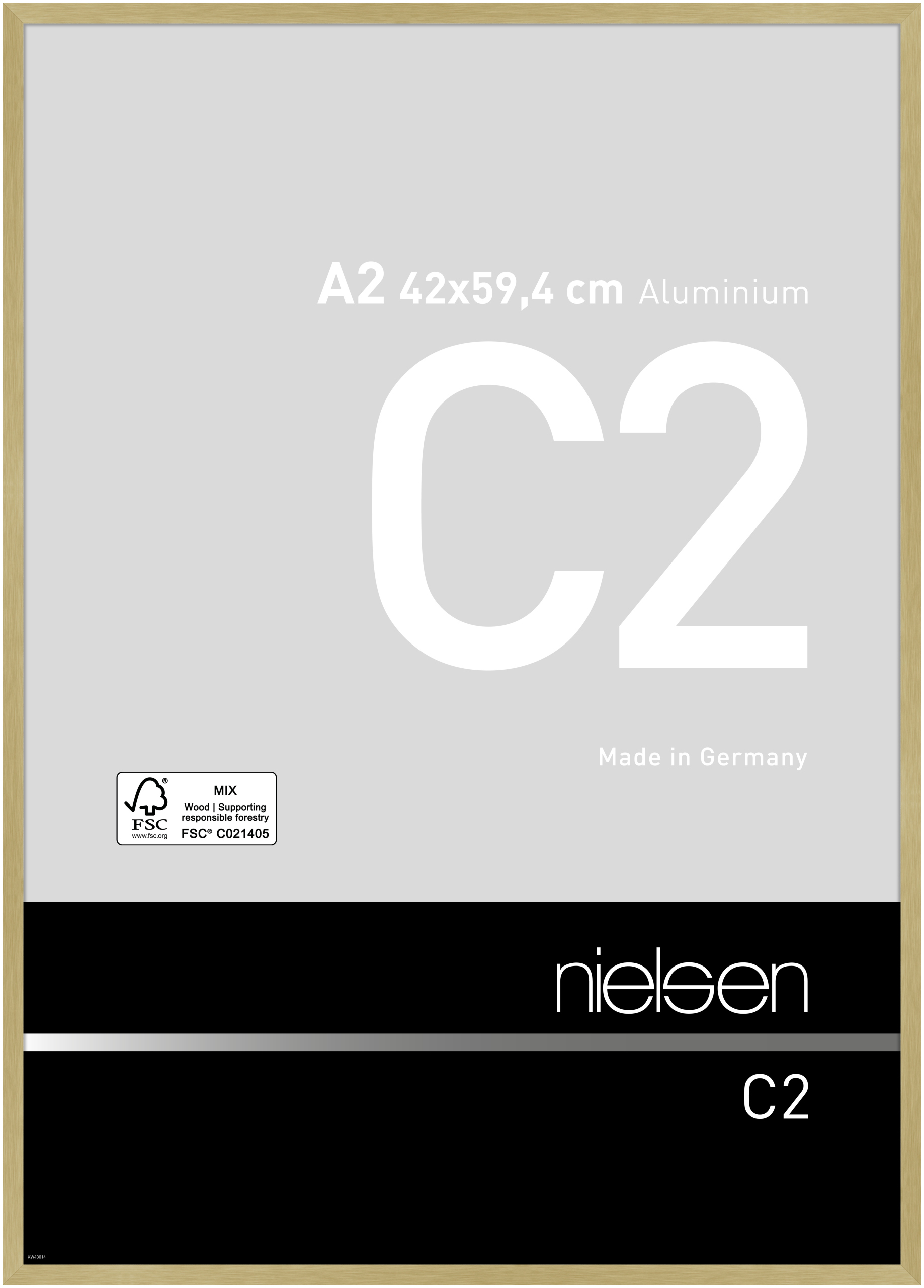 nielsen Aluminium Bilderrahmen C2, 42x59,4 cm (A2), Struktur Gold Matt