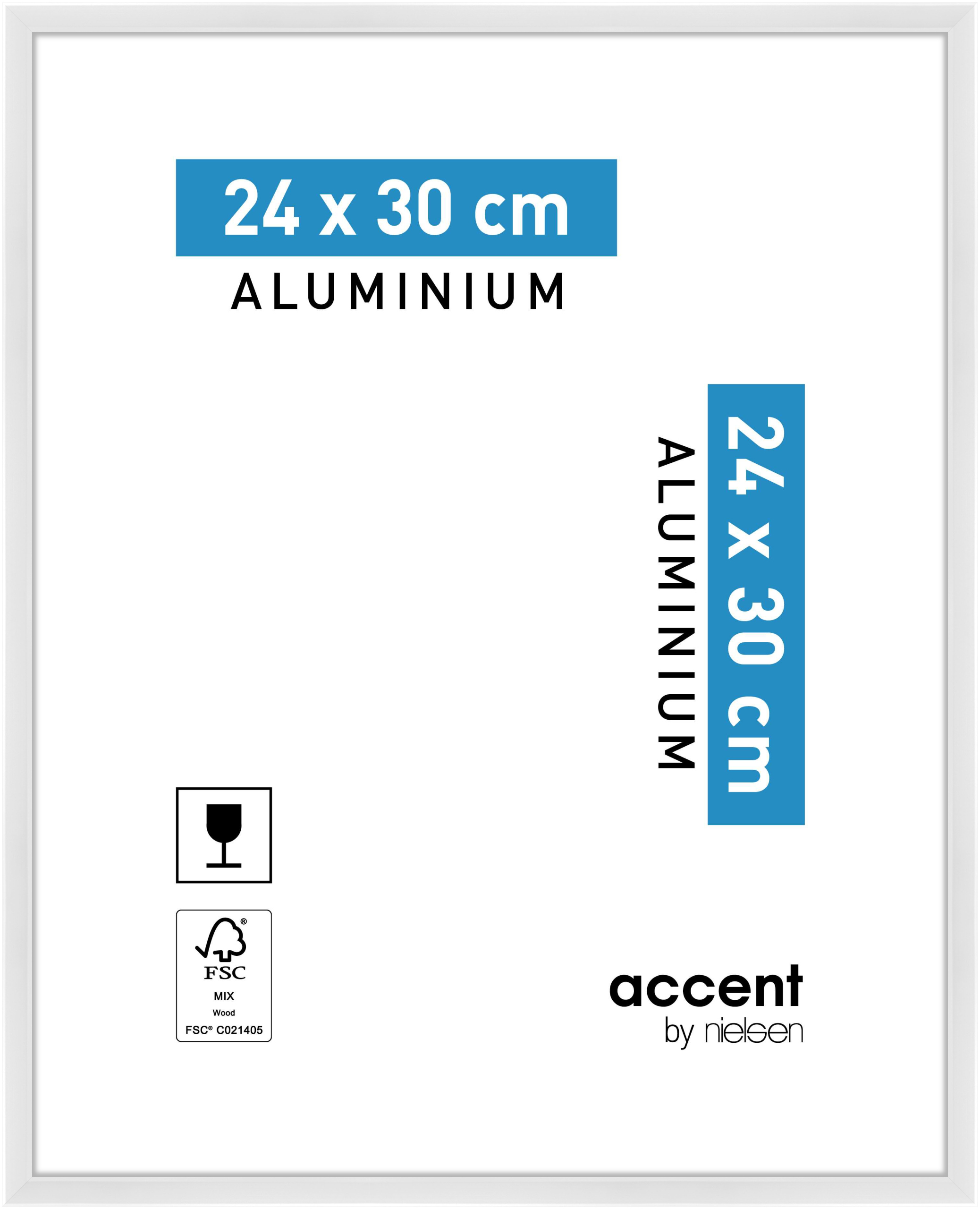 accent by nielsen Aluminium Bilderrahmen Accent, 24x30 cm, Weiß Glanz
