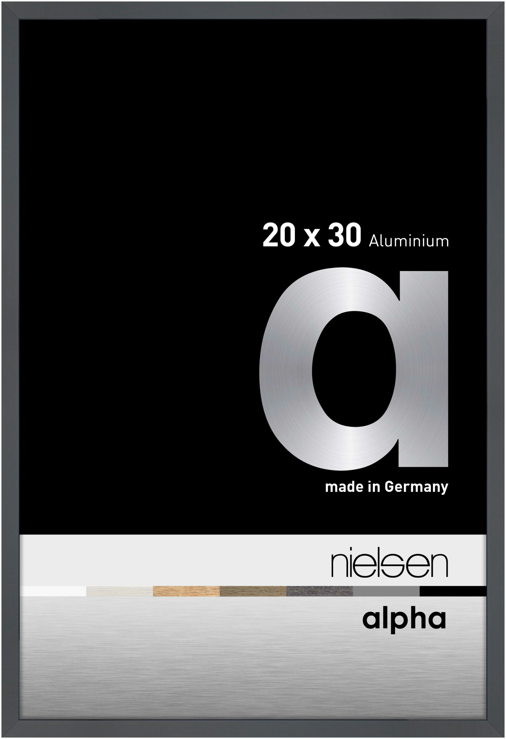 nielsen Aluminium Bilderrahmen Alpha, 20x30 cm, Dunkelgrau Glanz