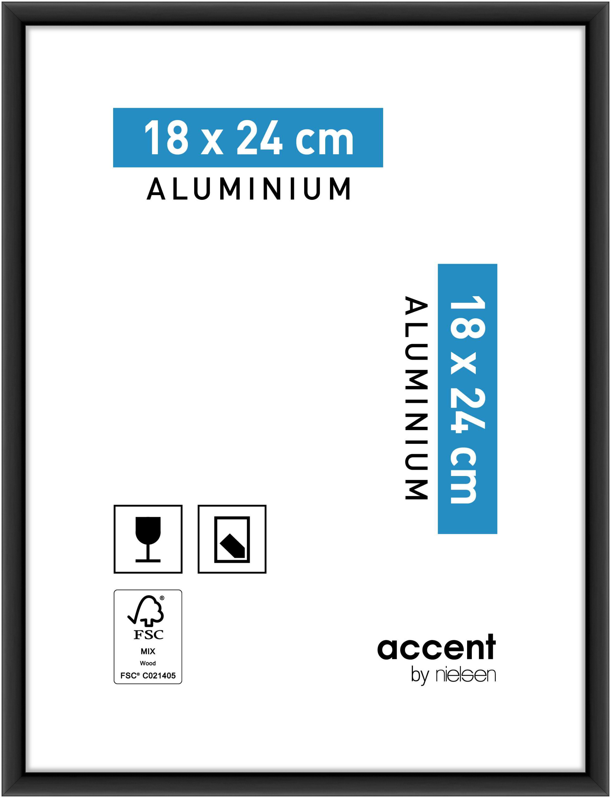 accent by nielsen Aluminium Bilderrahmen Accent, 18x24 cm, Schwarz Matt
