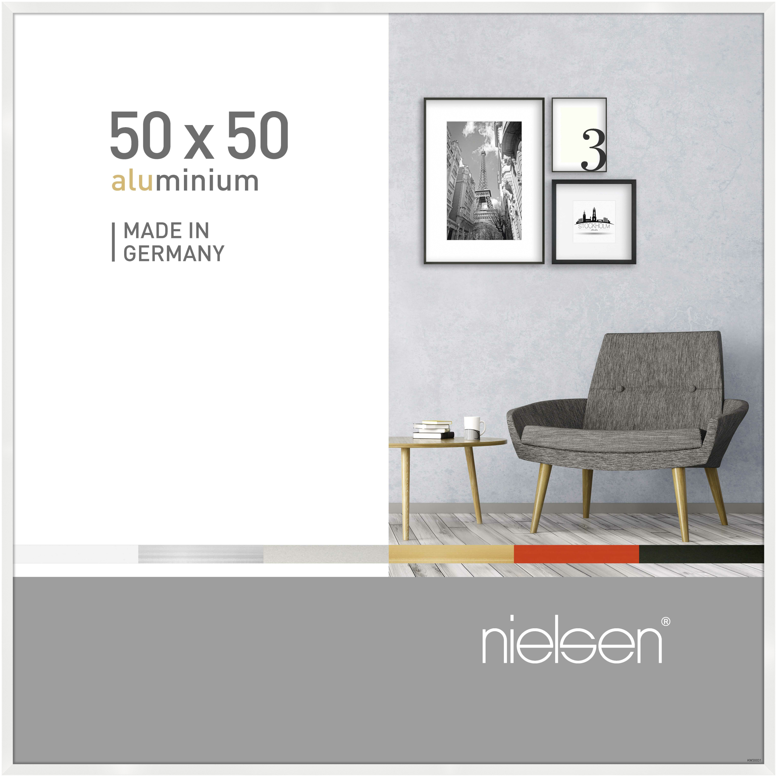 nielsen Aluminium Bilderrahmen Pixel, 50x50 cm, Weiß Glanz