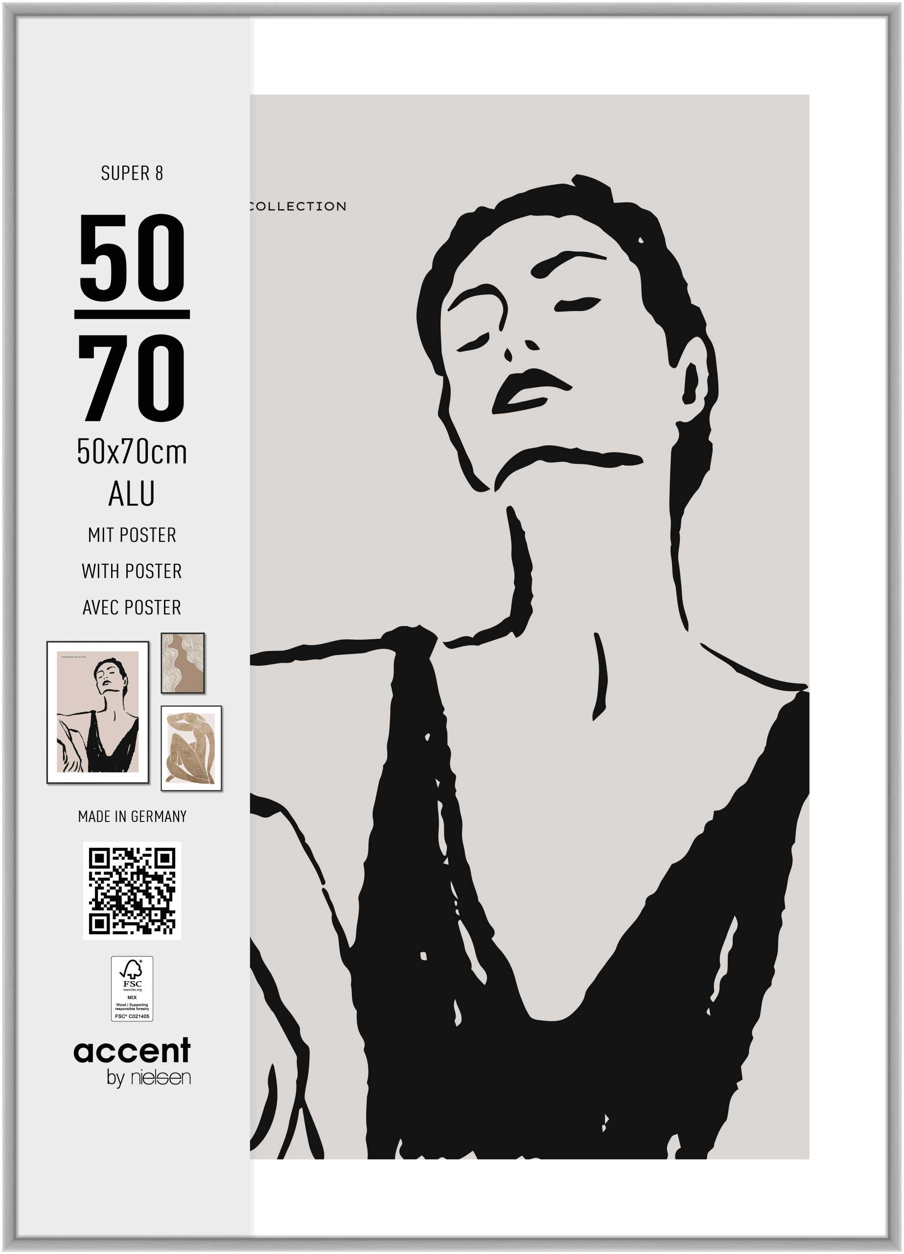accent by nielsen Aluminium Bilderrahmen Super 8, 50x70 cm, Silber matt