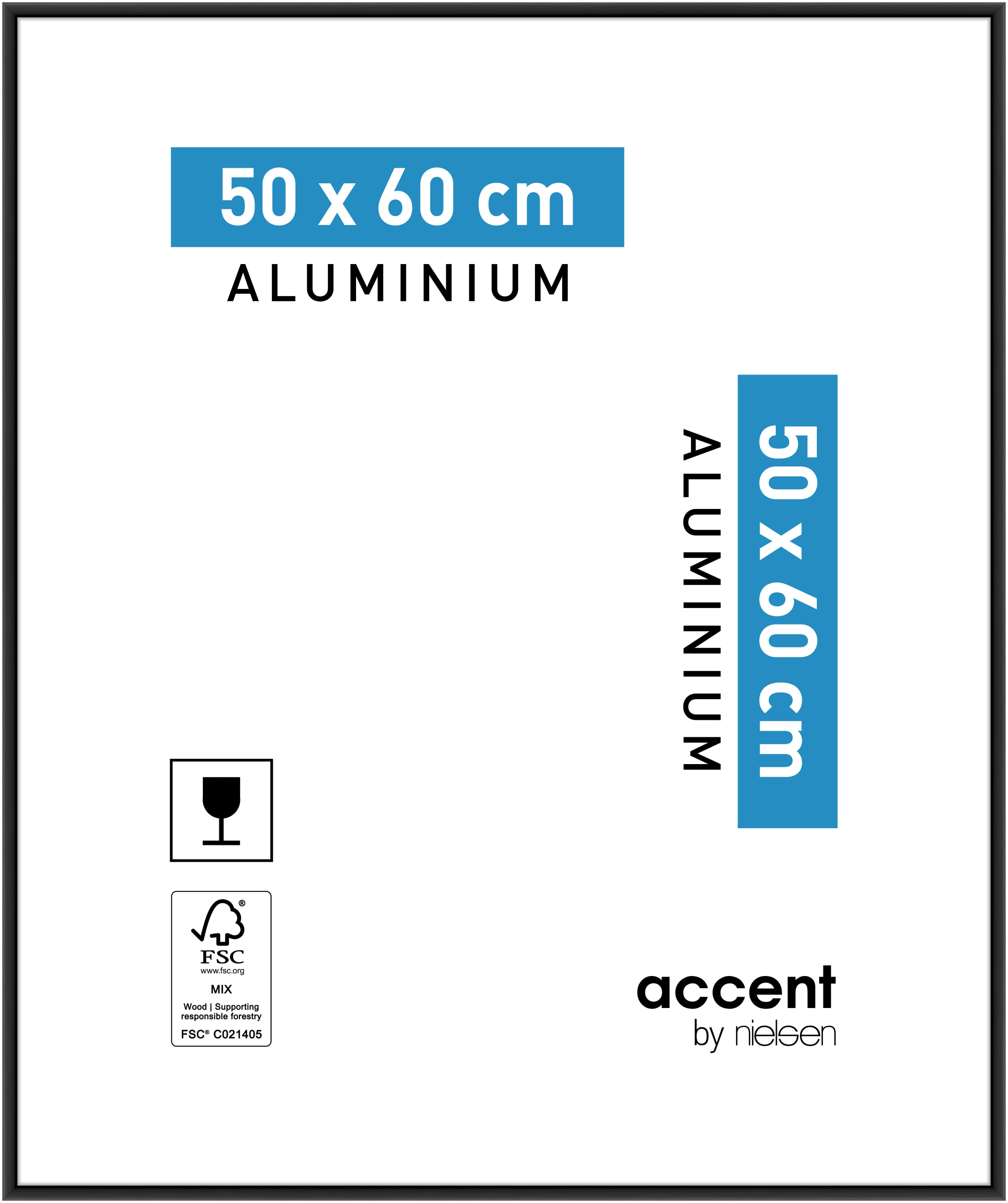 accent by nielsen Aluminium Bilderrahmen Accent, 50x60 cm, Schwarz Matt