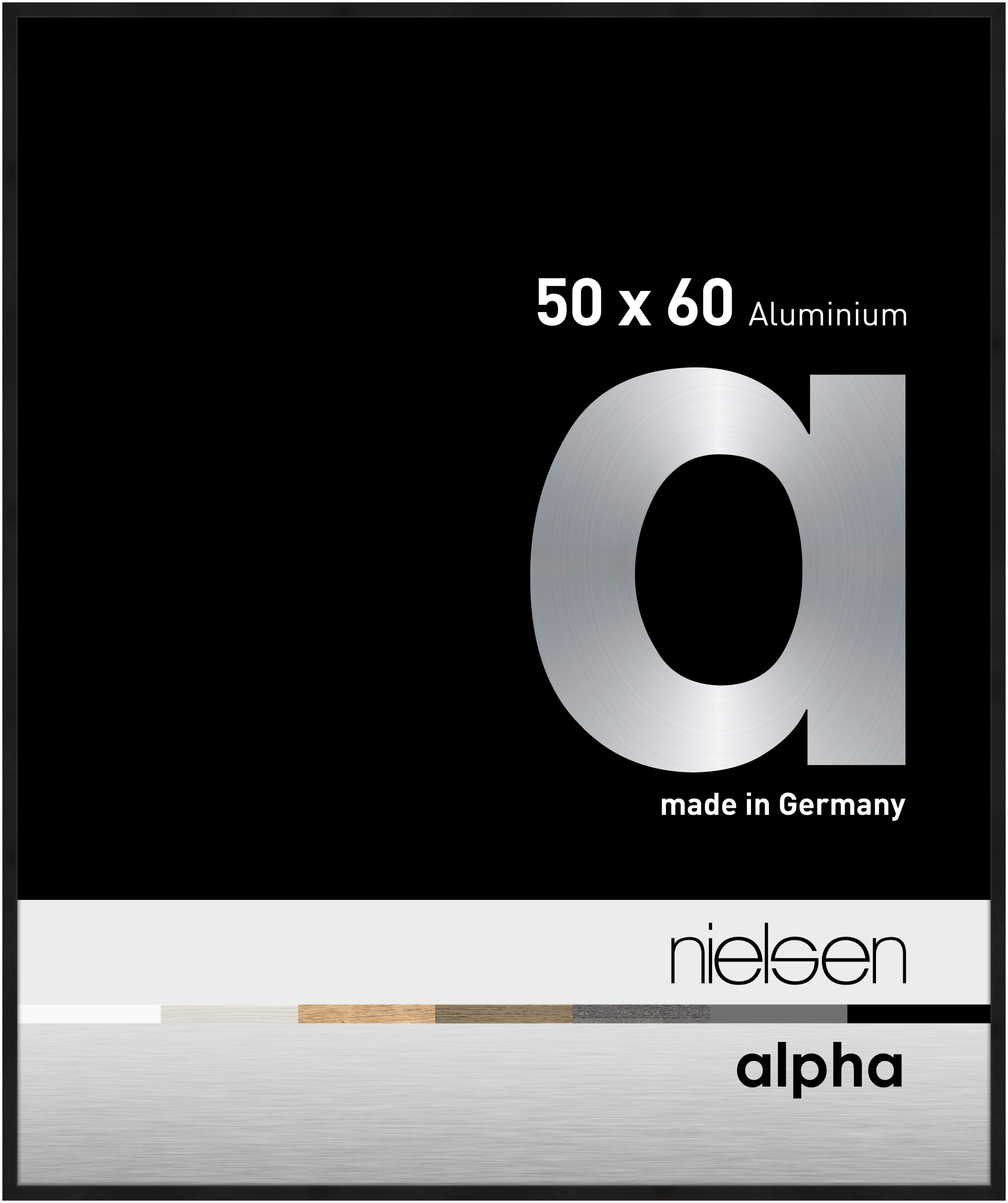 nielsen Aluminium Bilderrahmen Alpha, 50x60 cm, Eloxal Schwarz Matt