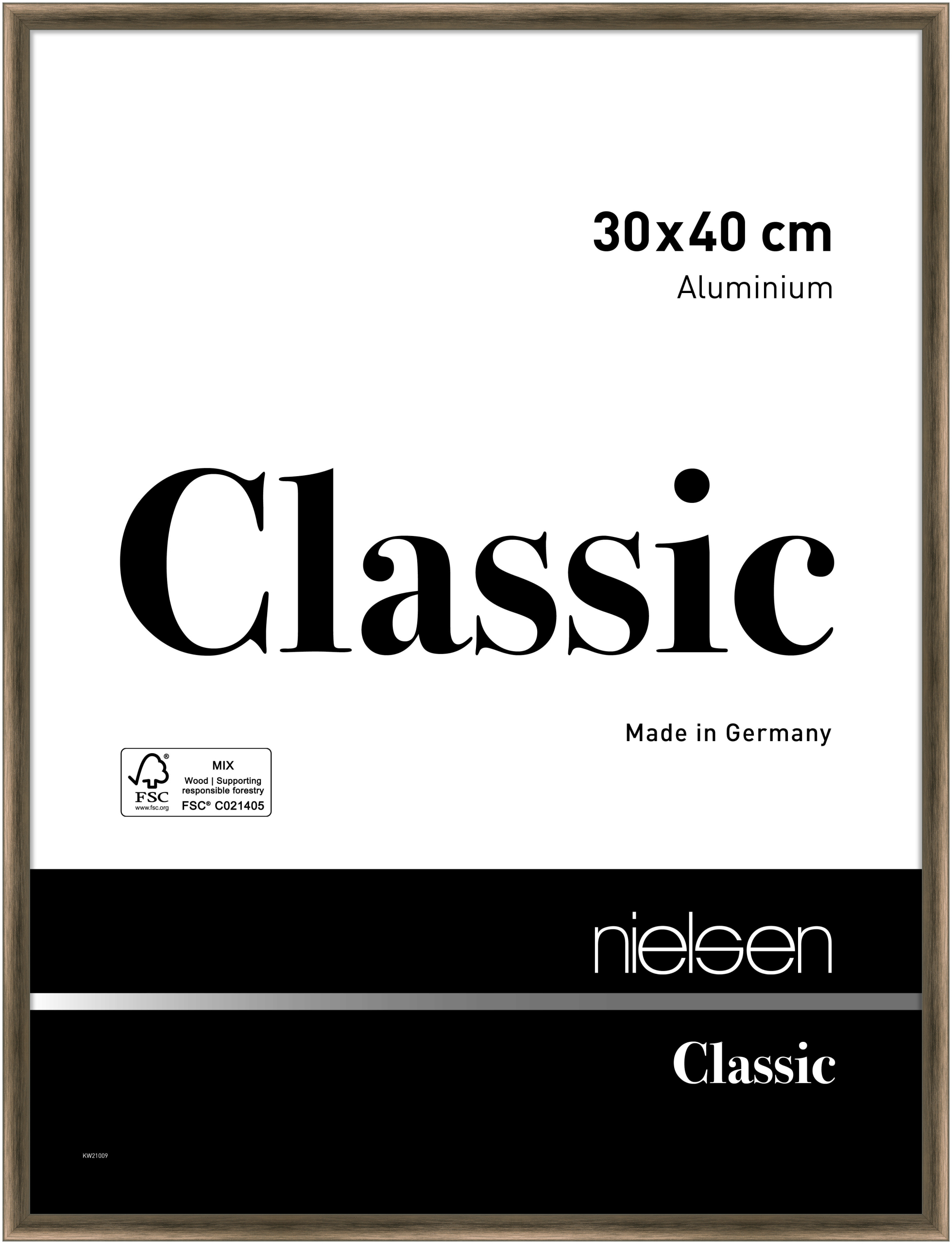 nielsen Aluminium Bilderrahmen Classic, 30x40 cm, Struktur Walnuss