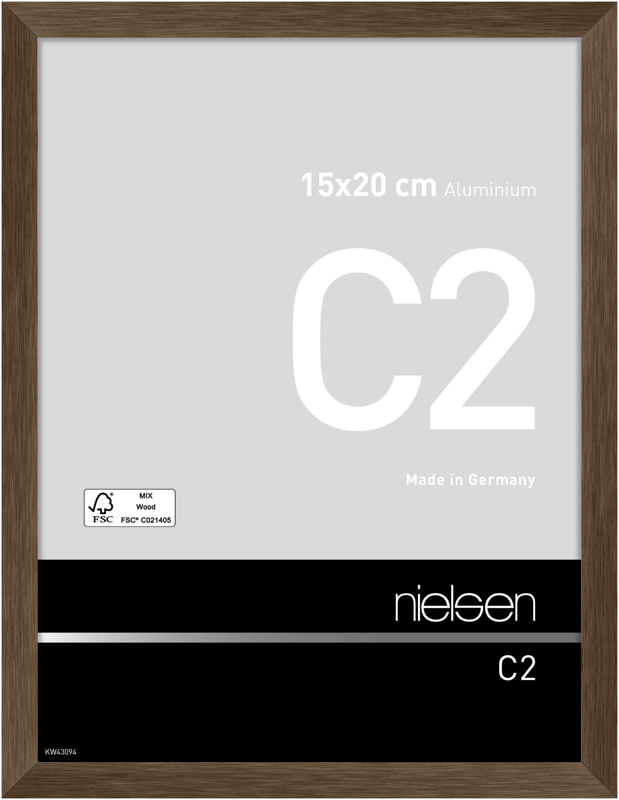 nielsen Aluminium Bilderrahmen C2, 15x20 cm, Struktur Walnuss Matt