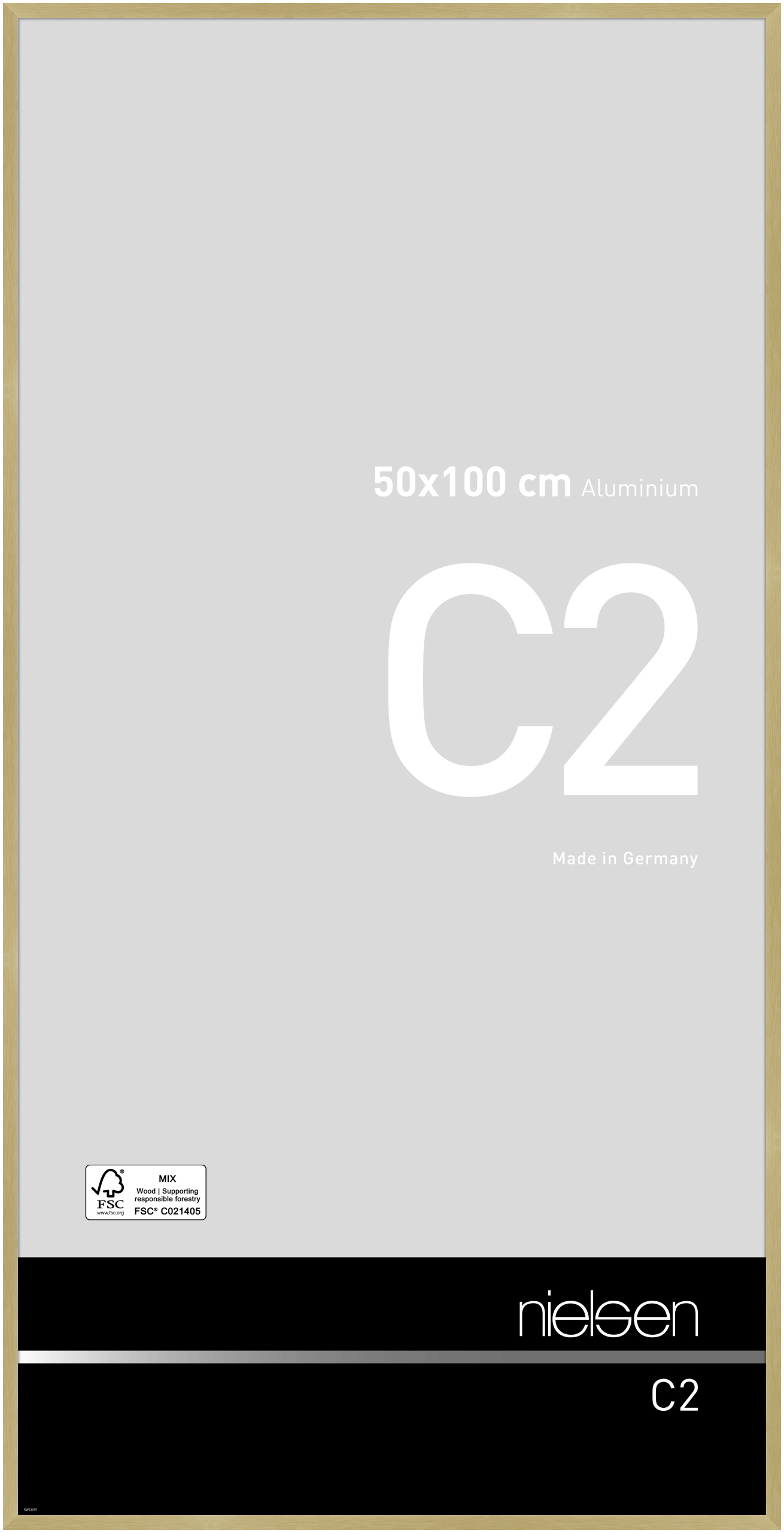 nielsen Aluminium Bilderrahmen C2, 50x100 cm, Struktur Gold Matt