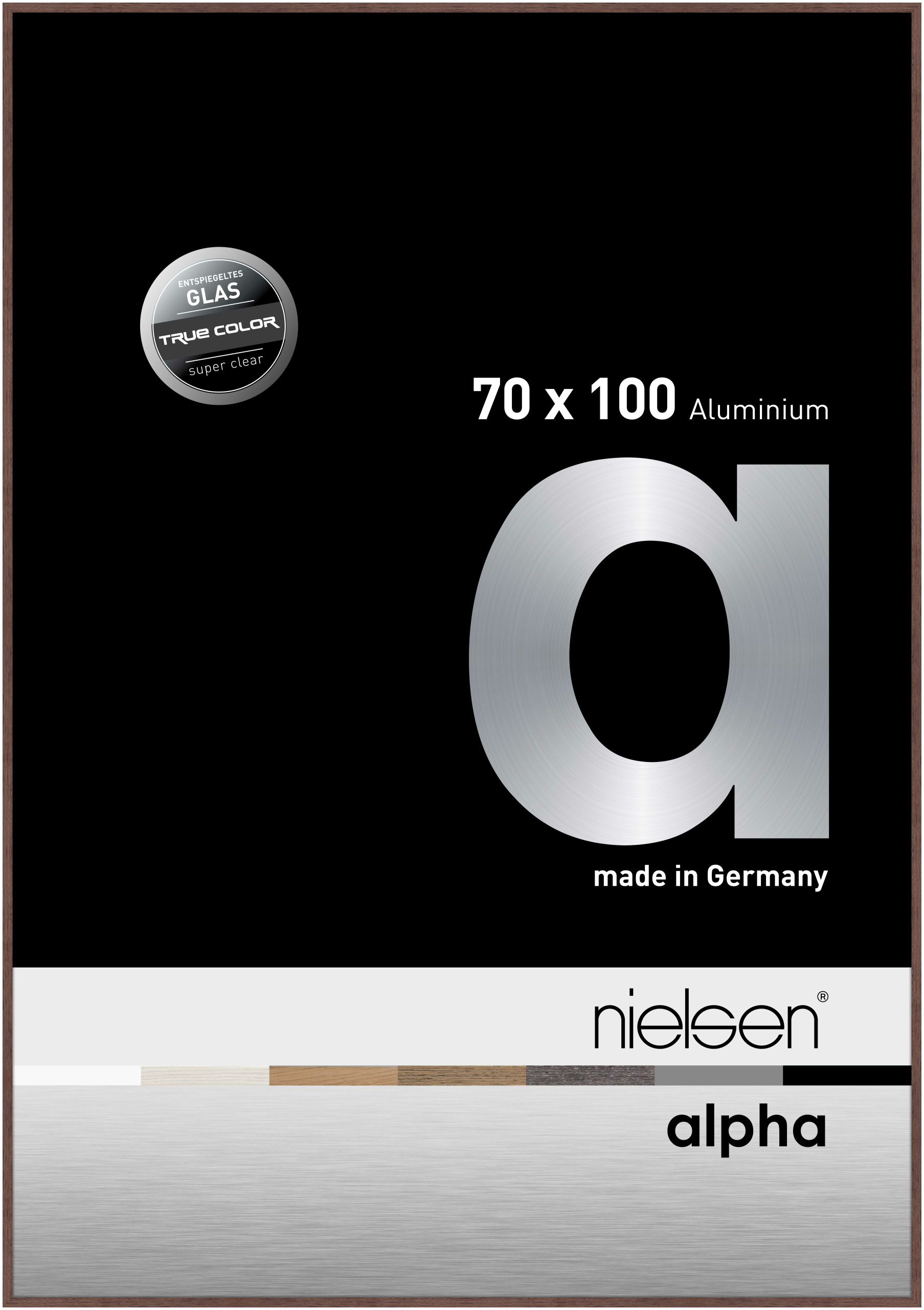 nielsen Aluminium Bilderrahmen Alpha True Color, 70x100 cm, Wengé Hell