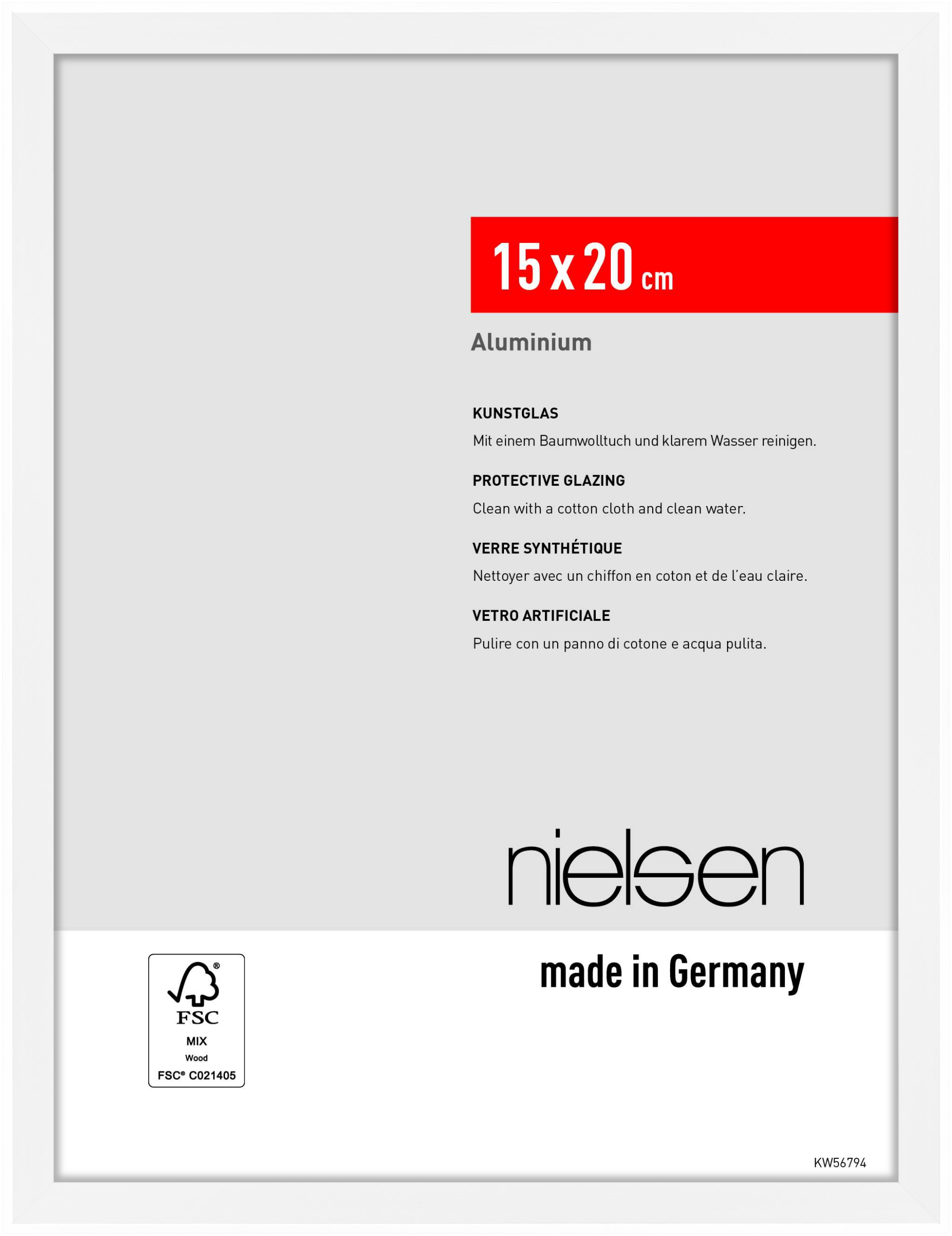 nielsen Aluminium Bilderrahmen Atlanta, 15 x 20 cm, Weiß matt