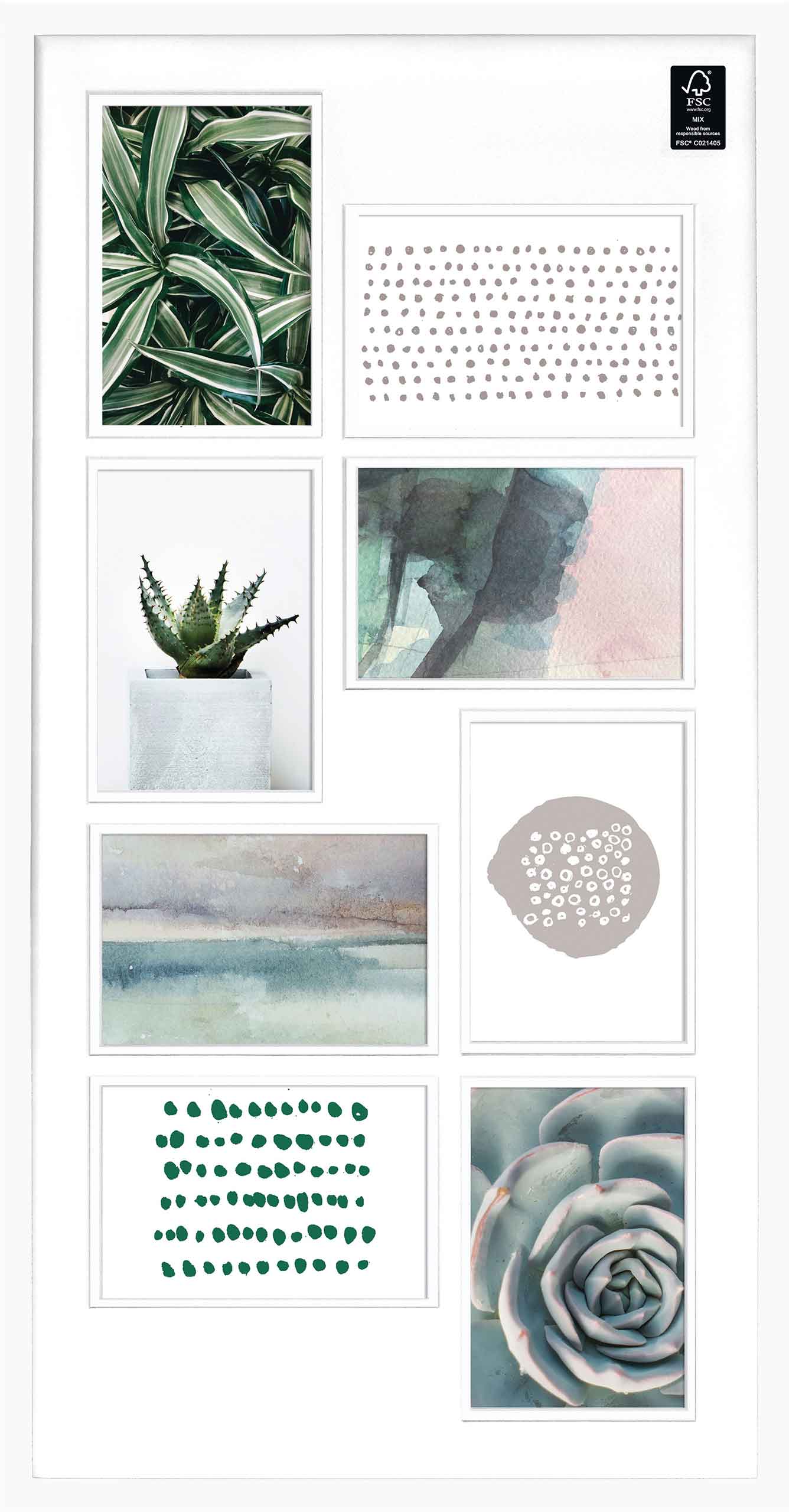 accent by nielsen Bilderrahmen Collage Doppel-Passepartout, Weiß, 8 Fotos à 10x15 cm