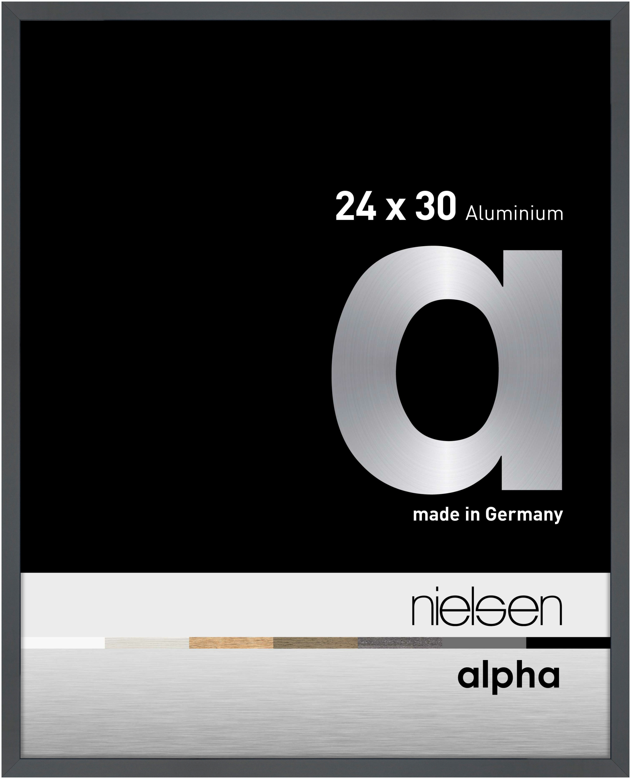 nielsen Aluminium Bilderrahmen Alpha, 24x30 cm, Dunkelgrau Glanz