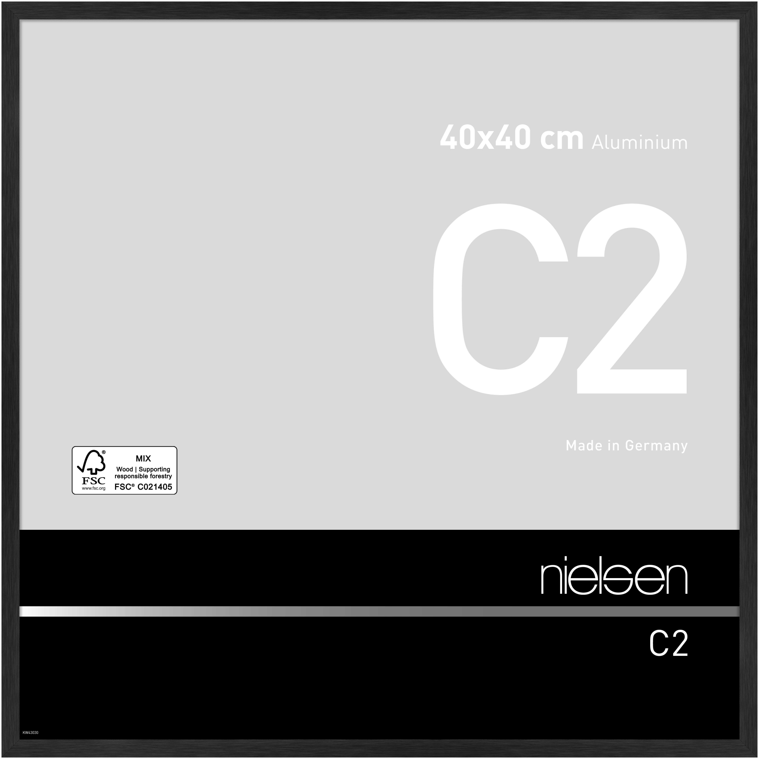 nielsen Aluminium Bilderrahmen C2, 40x40 cm, Struktur Schwarz Matt