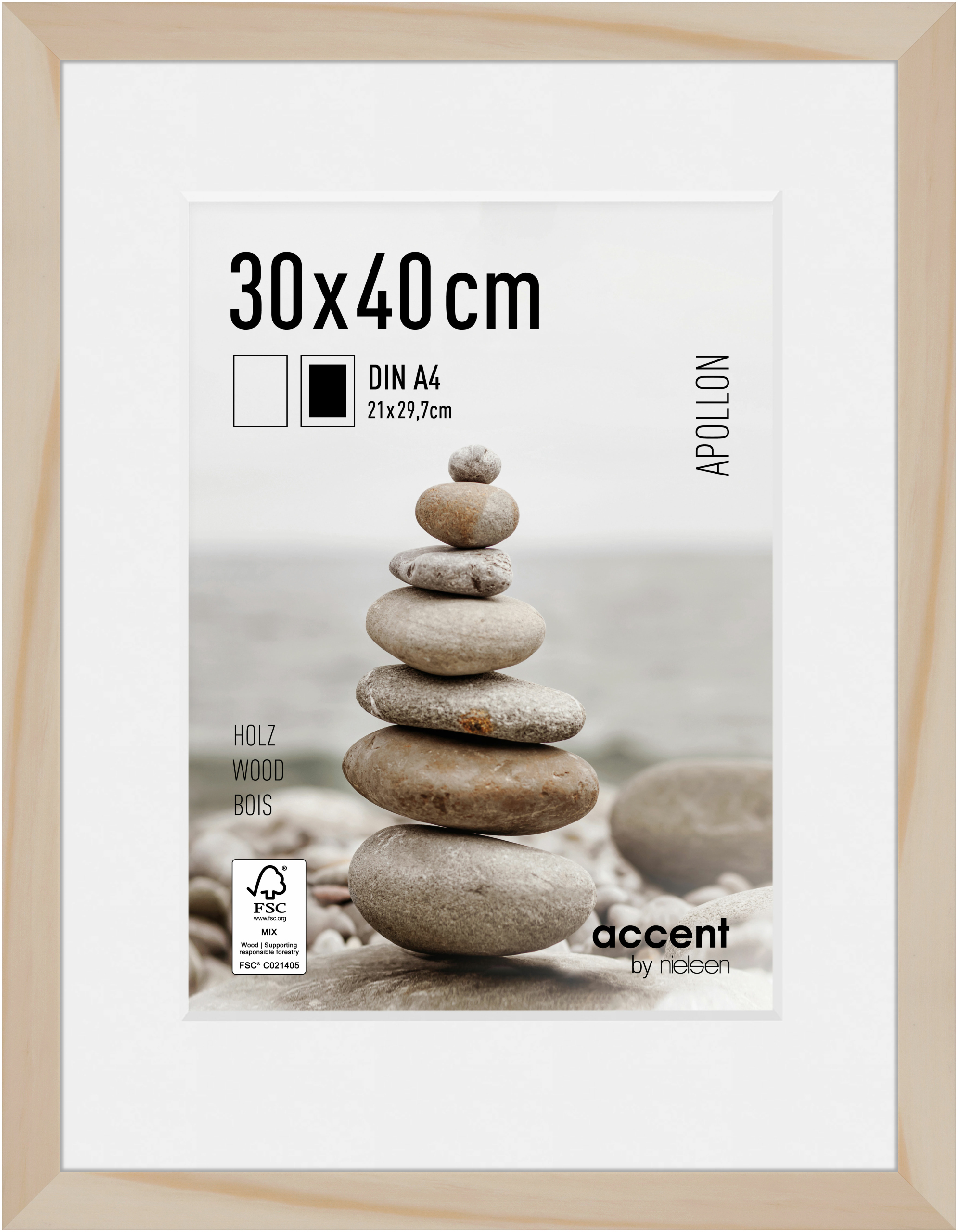 accent by nielsen Holz Bilderrahmen Apollon, 30x40 cm, Natur