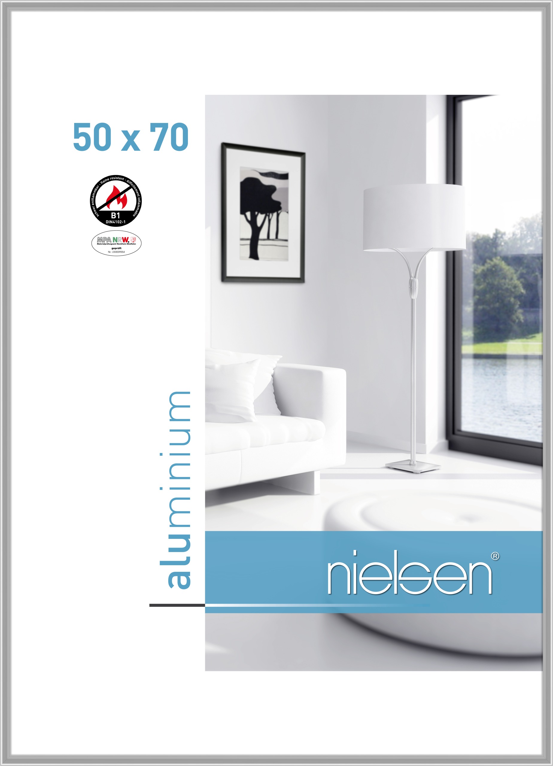 nielsen Aluminium Bilderrahmen Classic-B1, 50x70 cm, Silber