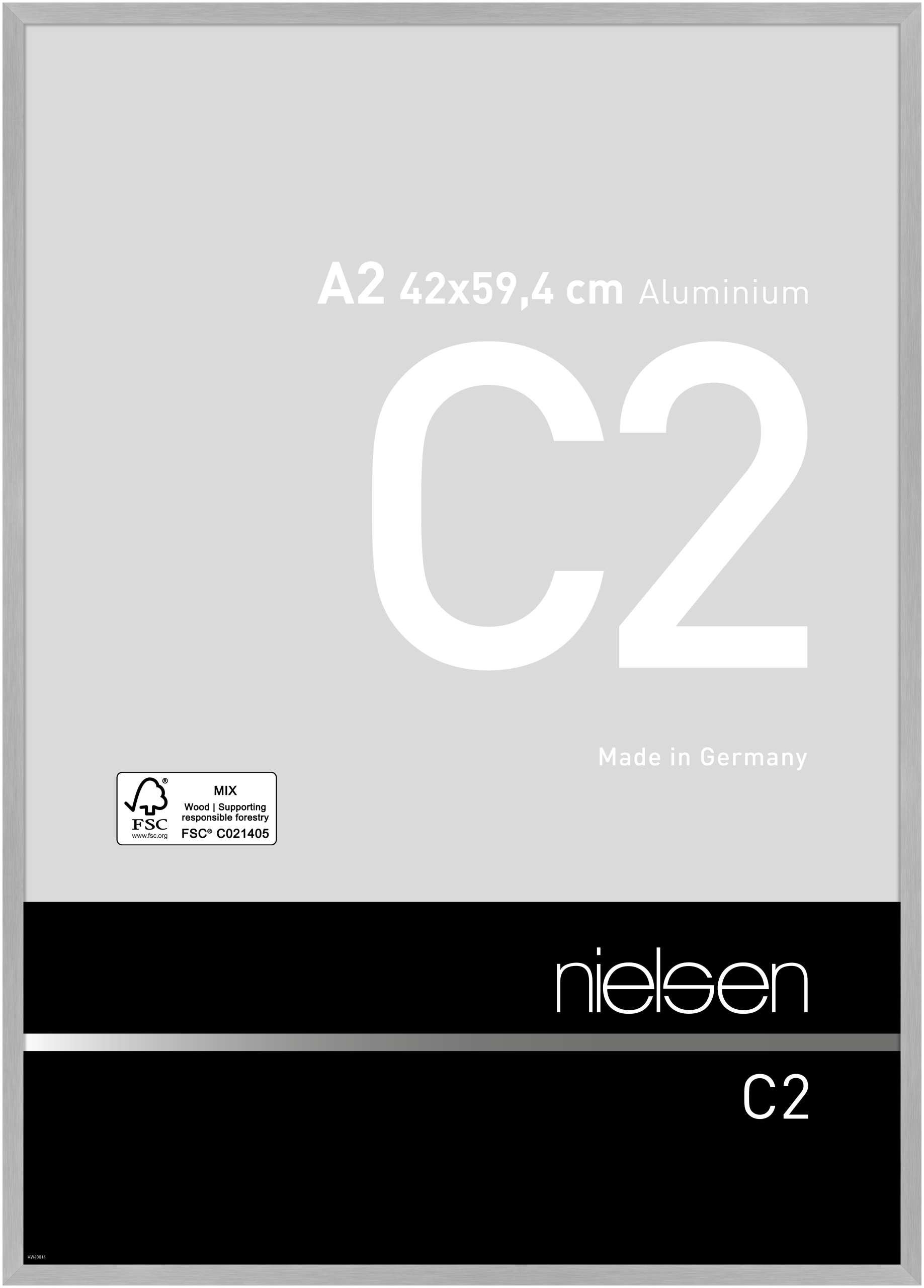 nielsen Aluminium Bilderrahmen C2, 42x59,4 cm (A2), Struktur Silber Matt