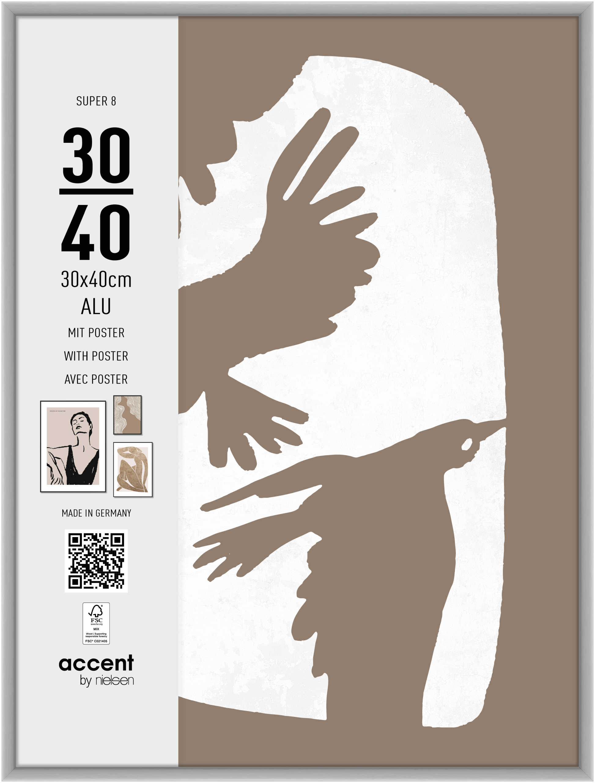 accent by nielsen Aluminium Bilderrahmen Super 8, 30x40 cm, Silber matt