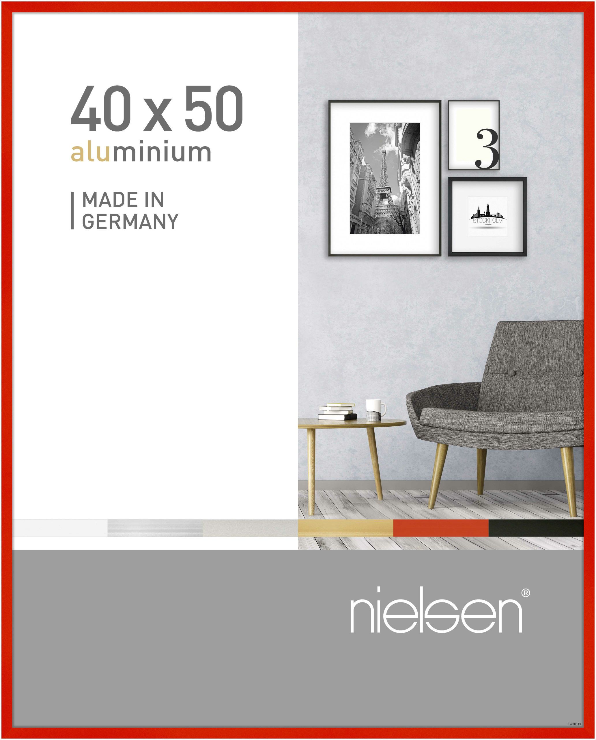 nielsen Aluminium Bilderrahmen Pixel, 40x50 cm, Tornado Rot