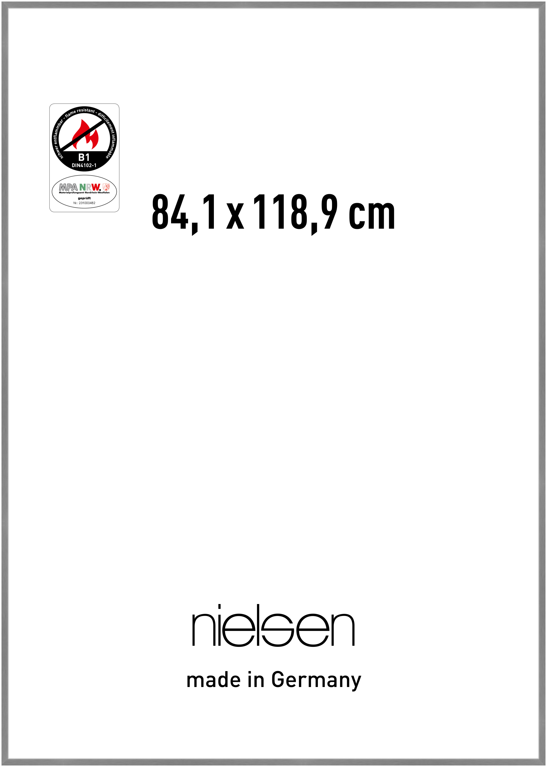nielsen Aluminium Bilderrahmen C2-B1, 84,1x118,9 cm (A0), Struktur Grau Matt