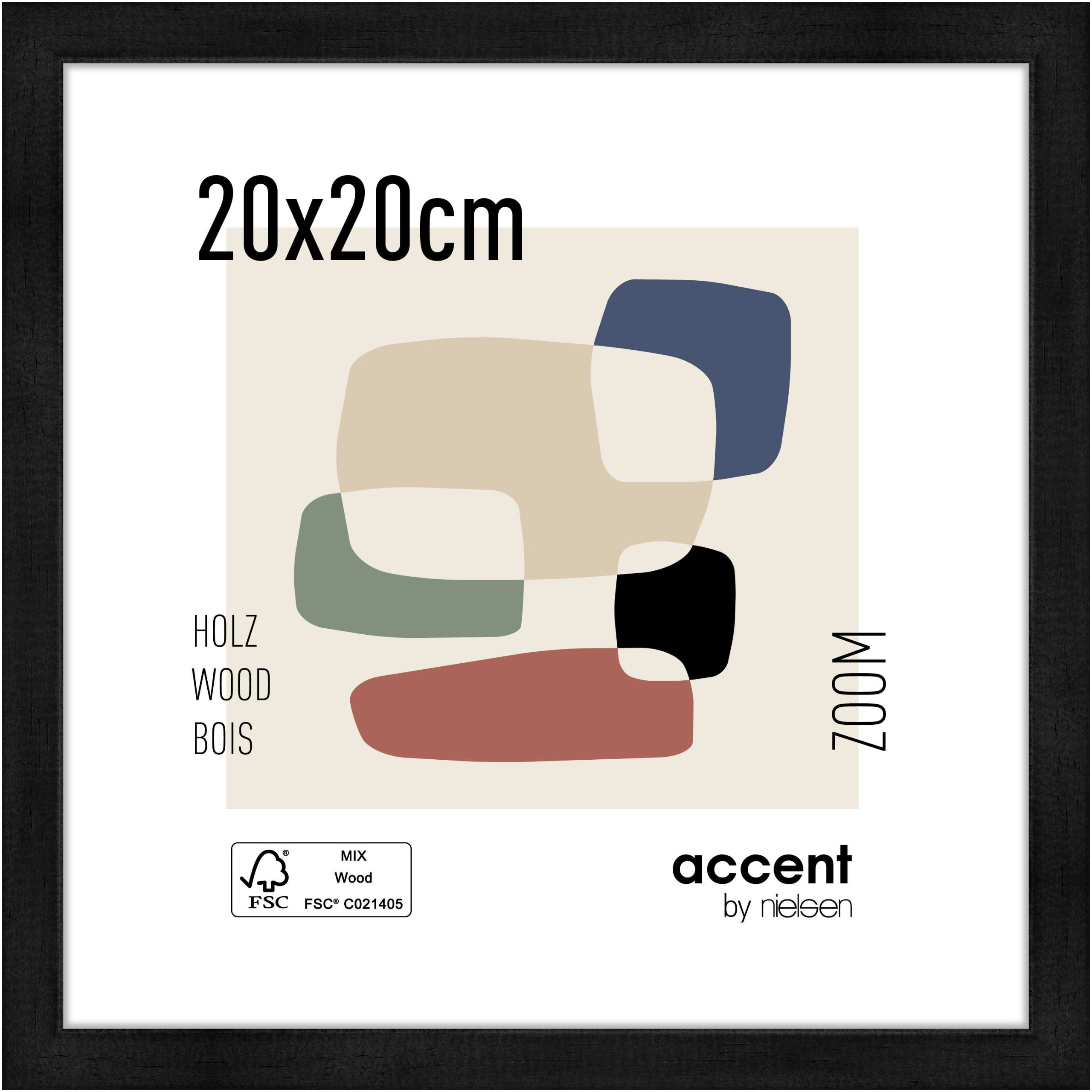 accent by nielsen Holz Bilderrahmen Zoom, 20x20 cm, Schwarz