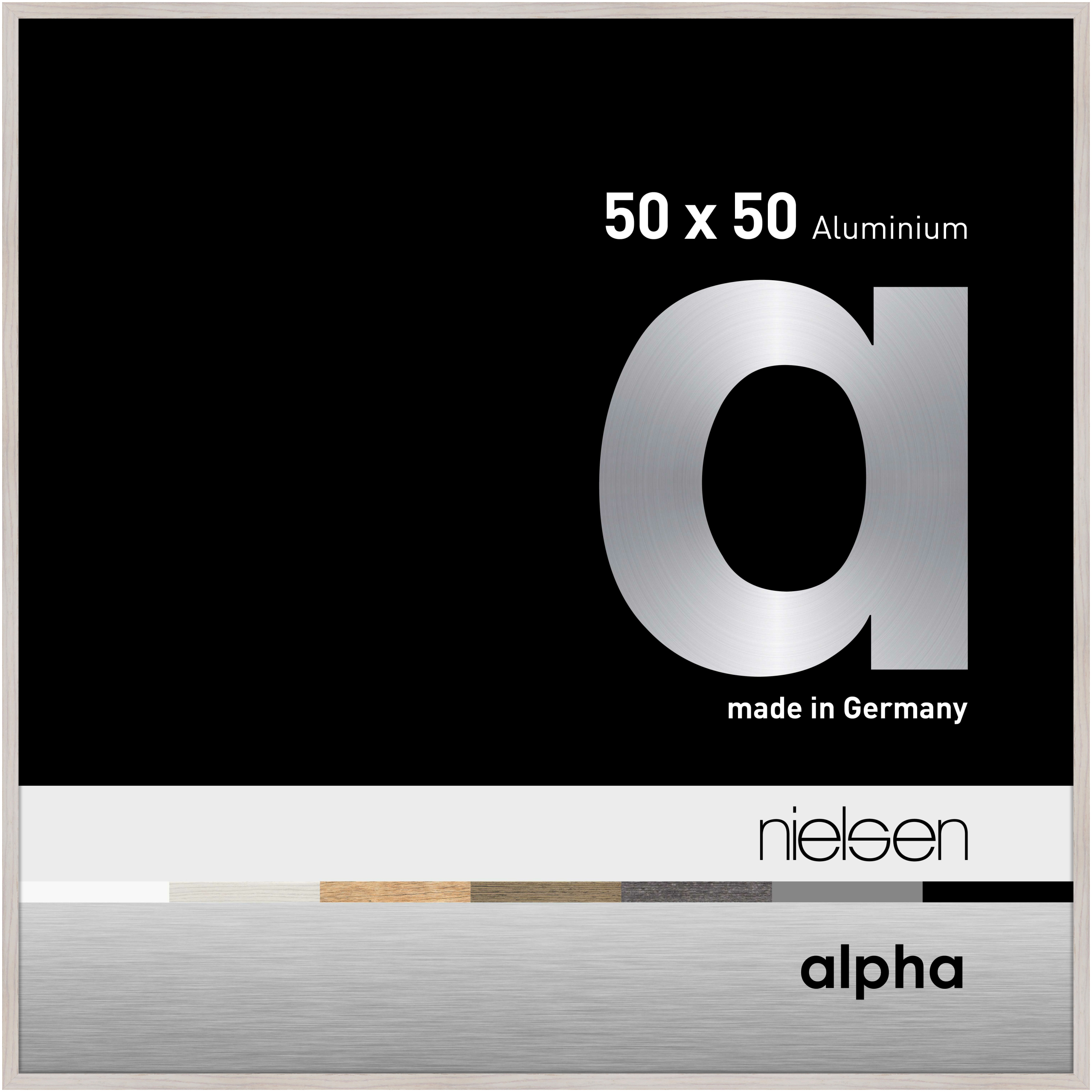 nielsen Aluminium Bilderrahmen Alpha, 50x50 cm, Eiche Weiß