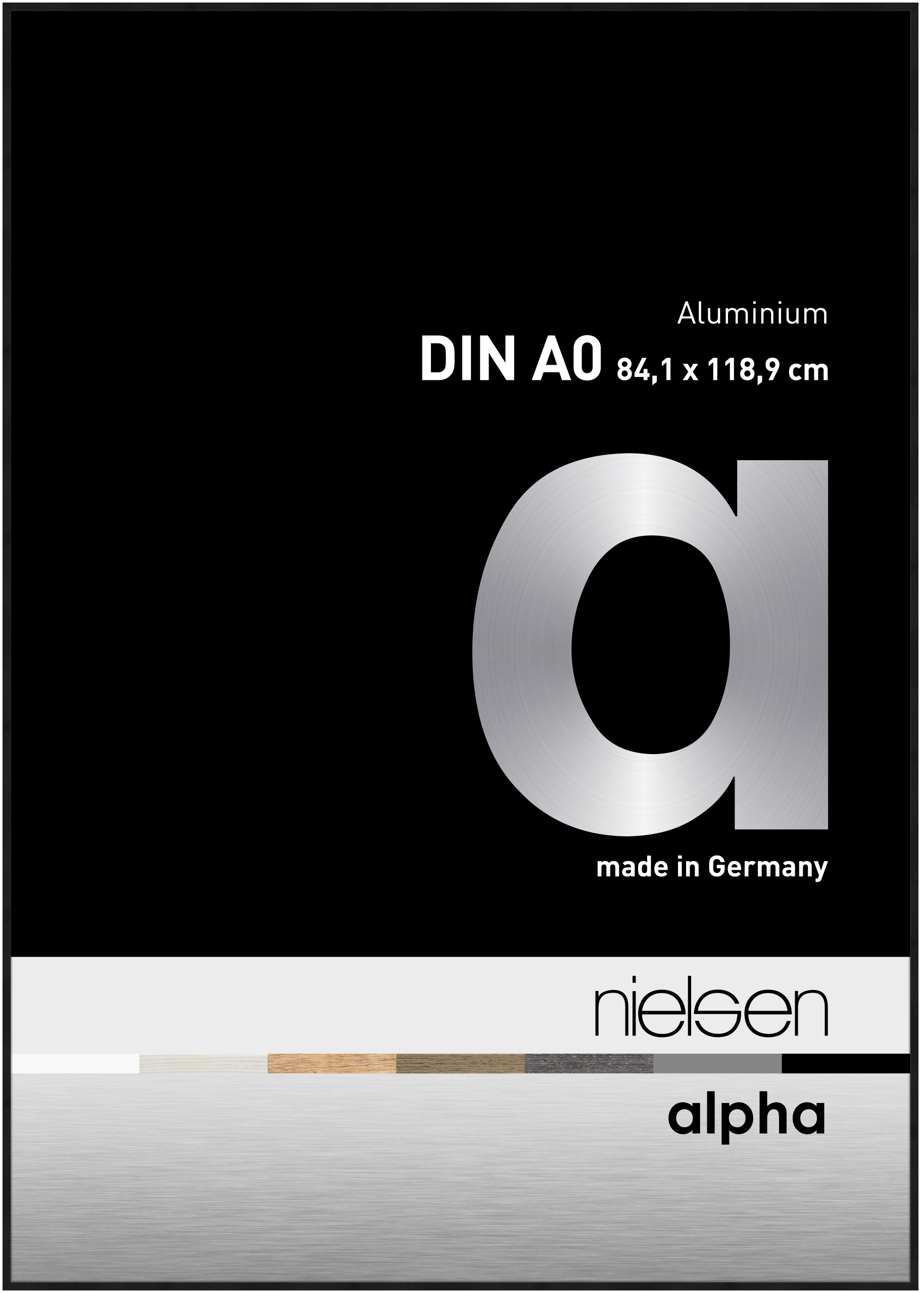 nielsen Aluminium Bilderrahmen Alpha, 84,1x118,9 cm (A0), Eloxal Schwarz Matt