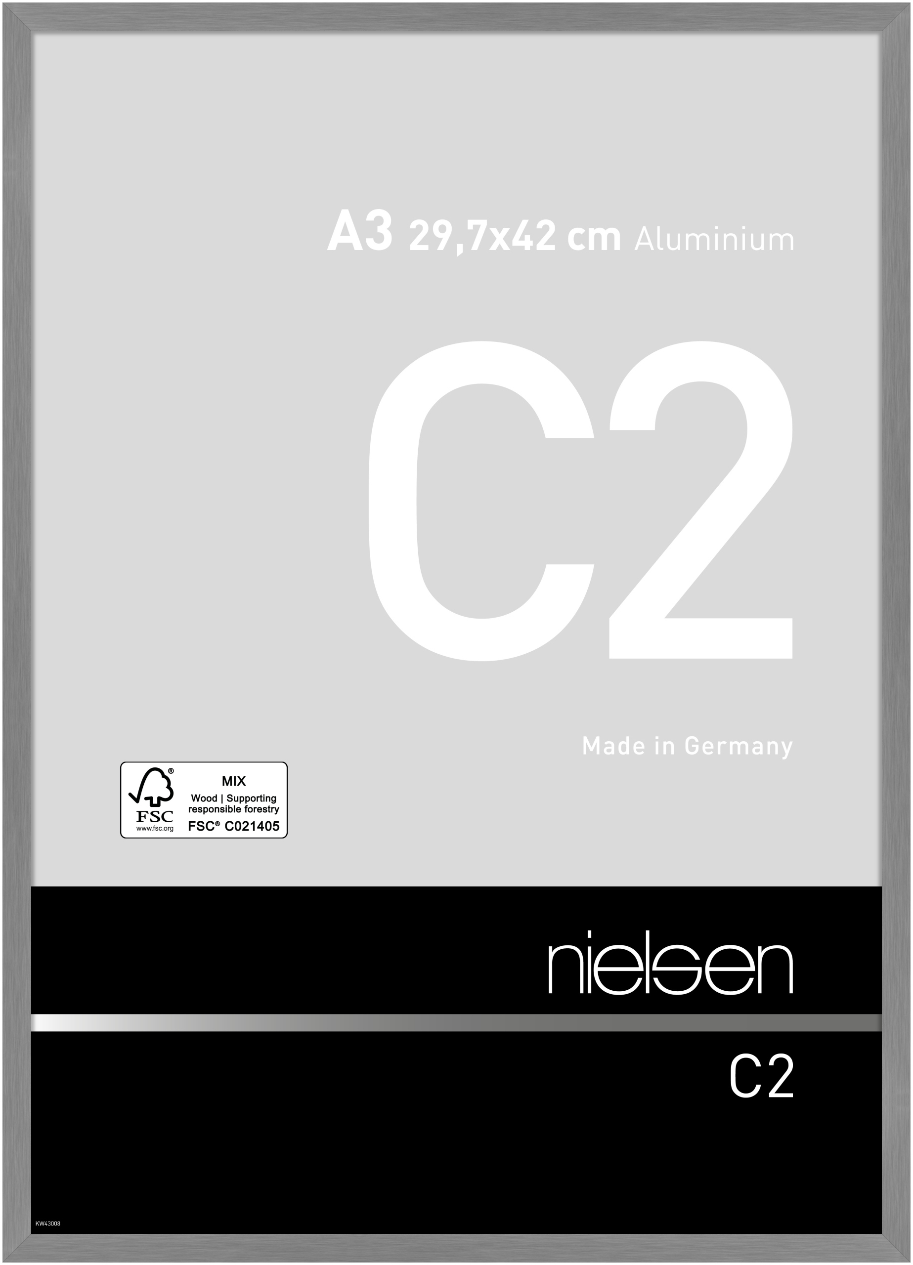nielsen Aluminium Bilderrahmen C2 Vision, 29,7x42,0cm (A3), Struktur Grau matt